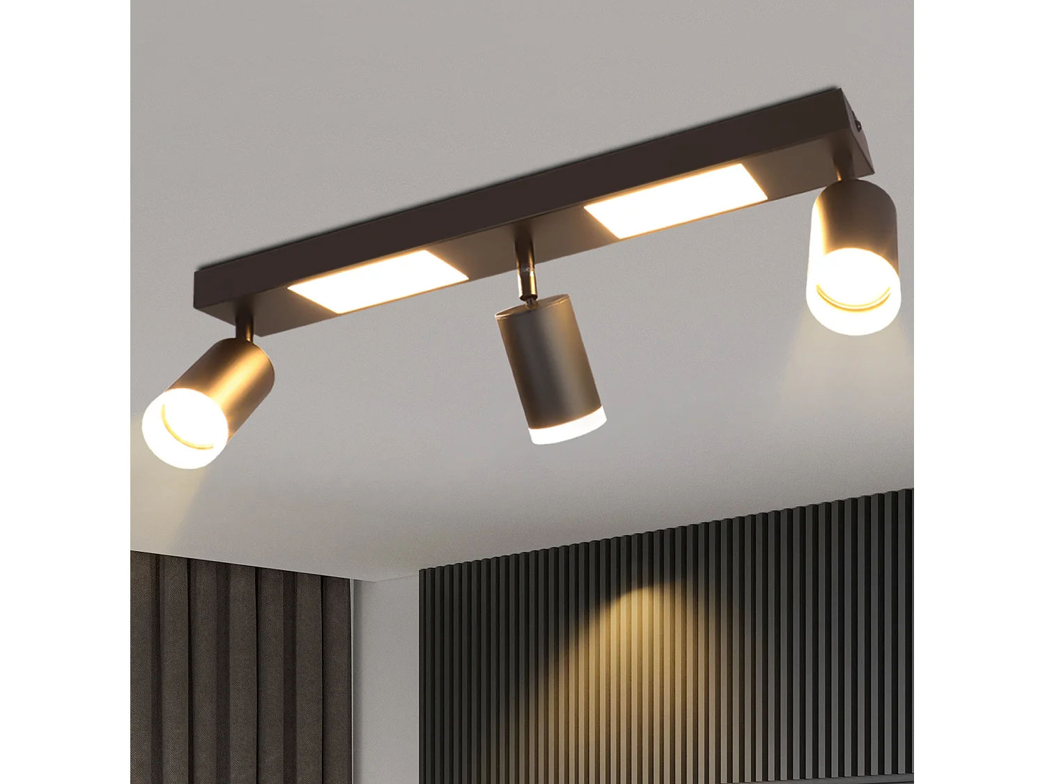 NETTLIFE Deckenstrahler 3-flammig GU10 Schlafzimmer 3000k 20W Küchenlampe schwarz warmweiß, verstellbar