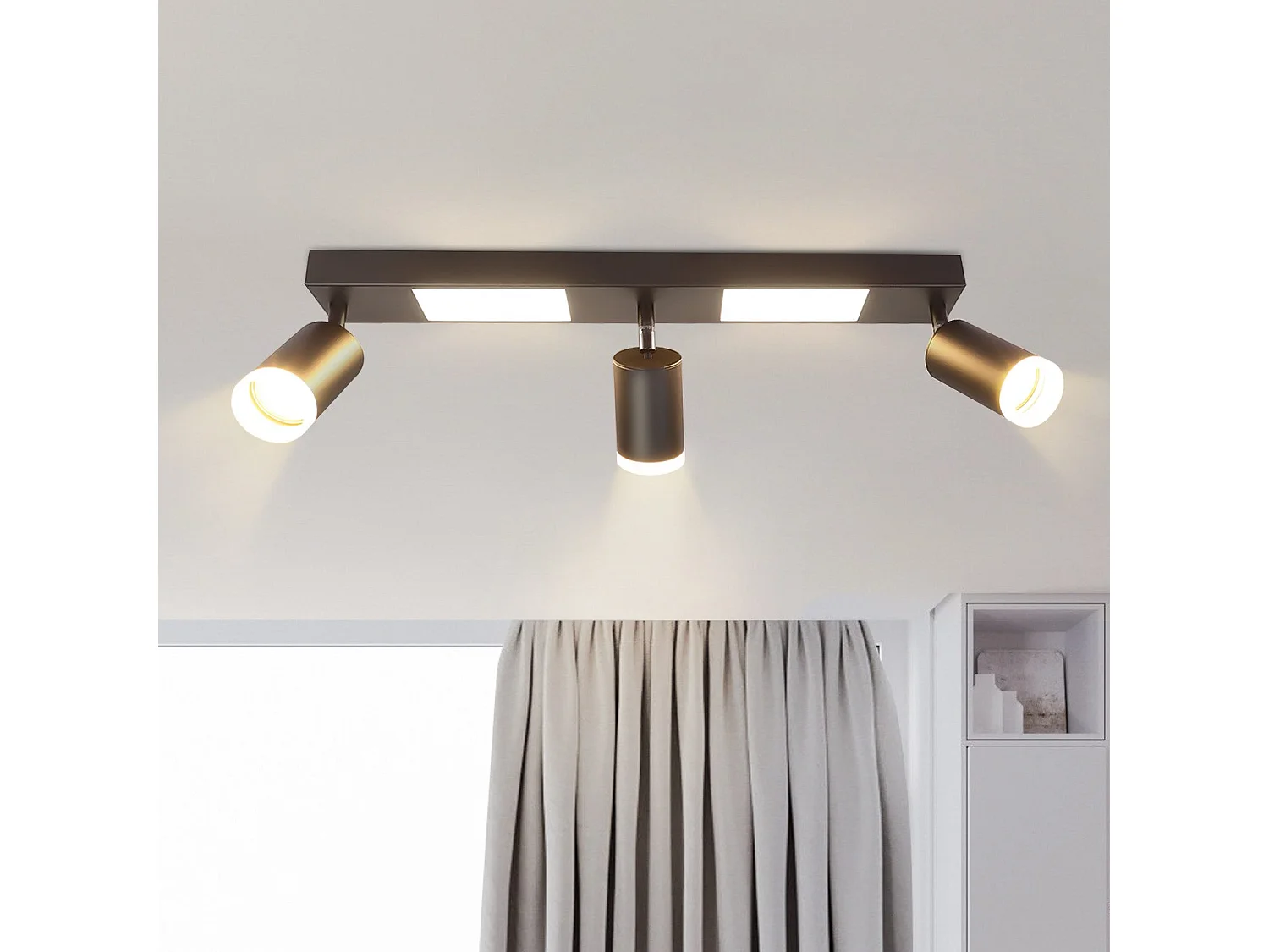 NETTLIFE Spot de plafond 3 ampoules GU10 chambre 3000k 20W lampe cuisine noir blanc chaud, orientable