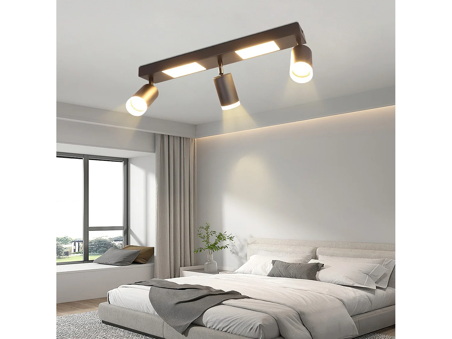 NETTLIFE Reflektor sufitowy 3 żarówki GU10 sypialnia 3000k 20W lampa kuchenna czarny ciepły biały, regulowany