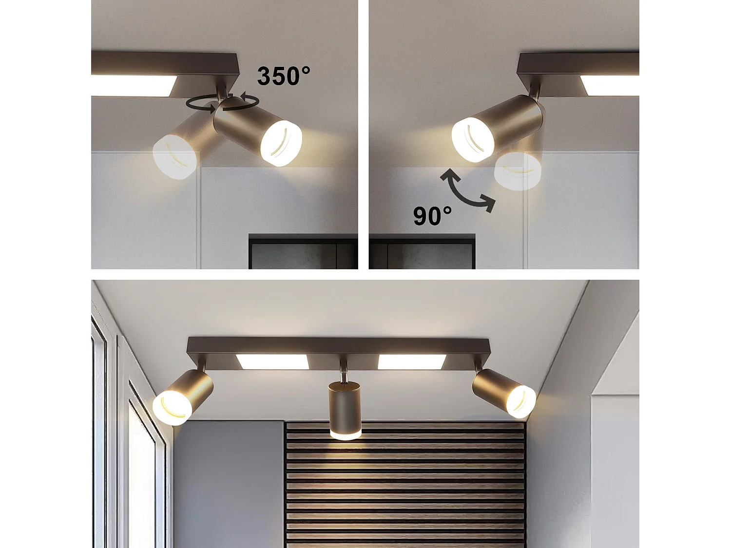 NETTLIFE Reflektor sufitowy 3 żarówki GU10 sypialnia 3000k 20W lampa kuchenna czarny ciepły biały, regulowany