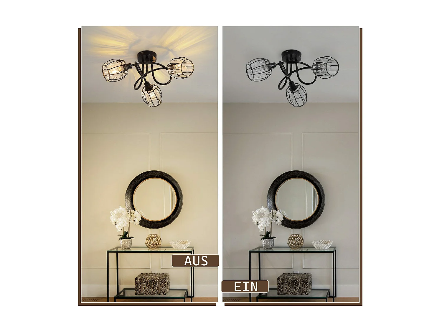 3-punktowy reflektor sufitowy Vintage Black Crystal E14 do korytarza 350° obrotowy industrialny