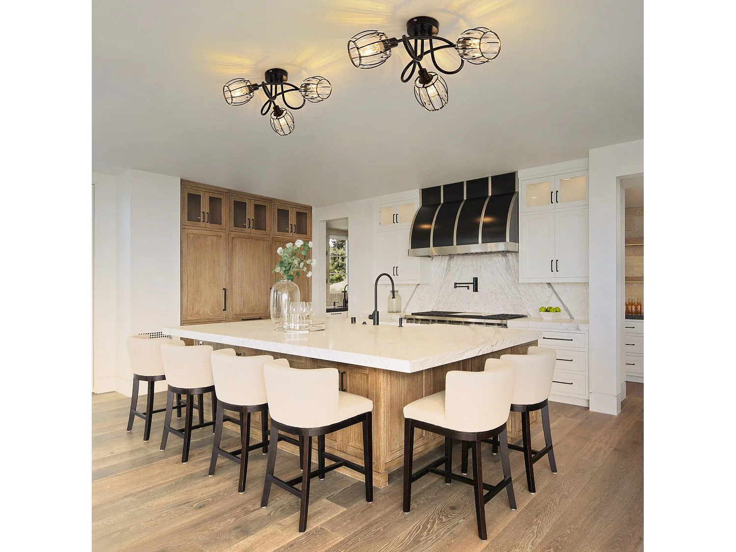 Spot 3er De Plafond En Cristal Noir Vintage E14 Pour Couloir Pivotant à 350° Industriel