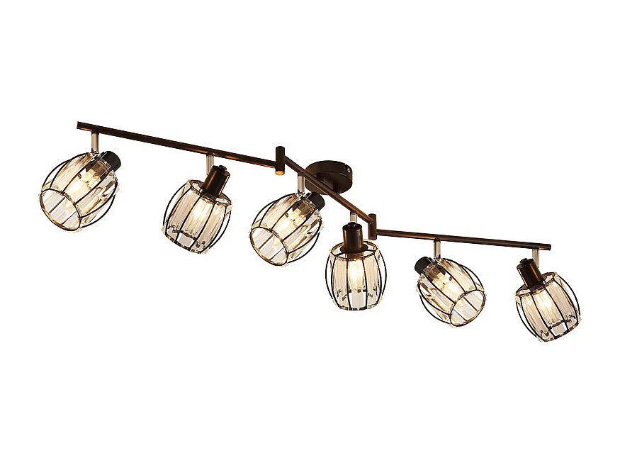 6er Vintage Schwarz Kristall Deckenstrahler E14 für Industrie Flur 350° Schwenkbar