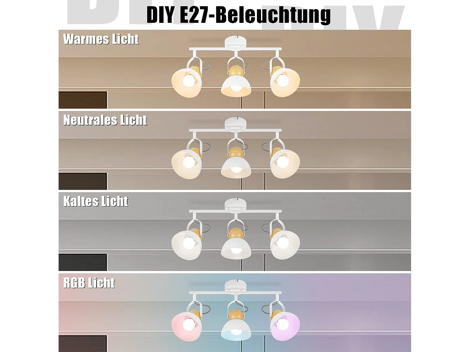 NETTLIFE Vintage Deckenstrahler E27 350° verstellbar Flurlampe Retro Industrial Metall verstellbar
