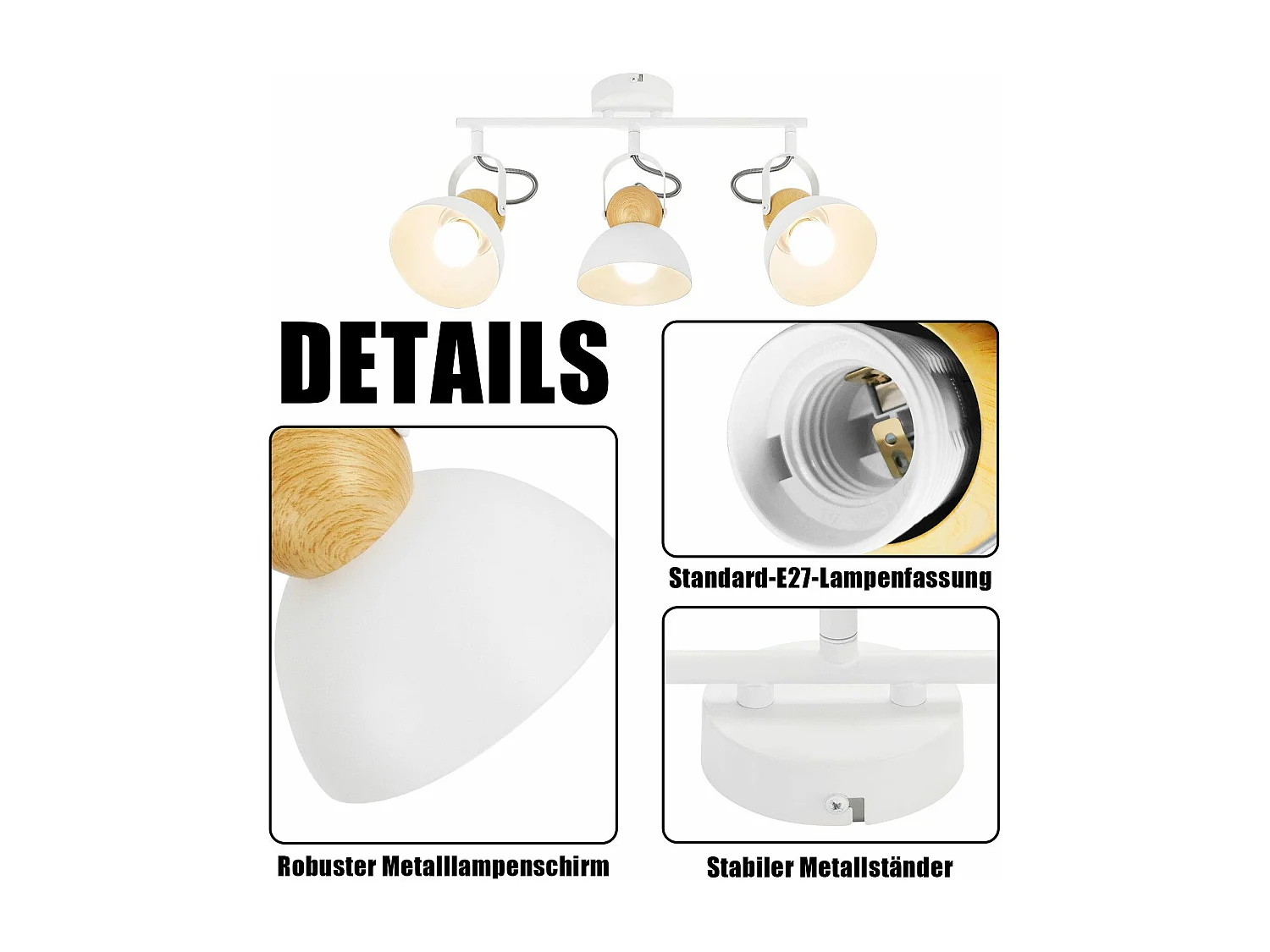 NETTLIFE Spot de plafond vintage  E27 orientable 350° lampe de couloir rétro métal industriel orientable