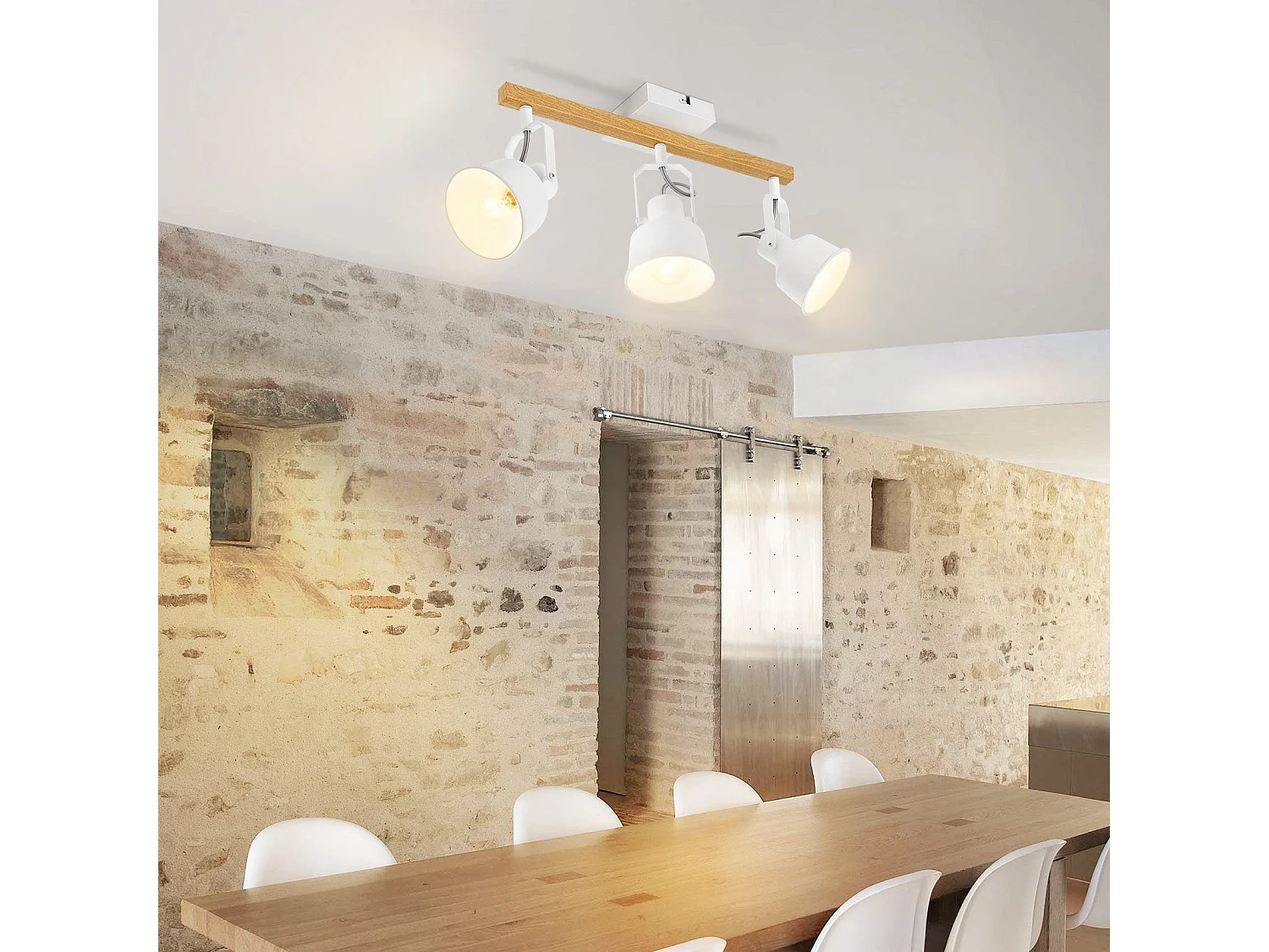 NETTLIFE Spot de Plafond 3 Flammes Orientable à 350° Vintage  E14 de conception de haute qualité en bois veiné