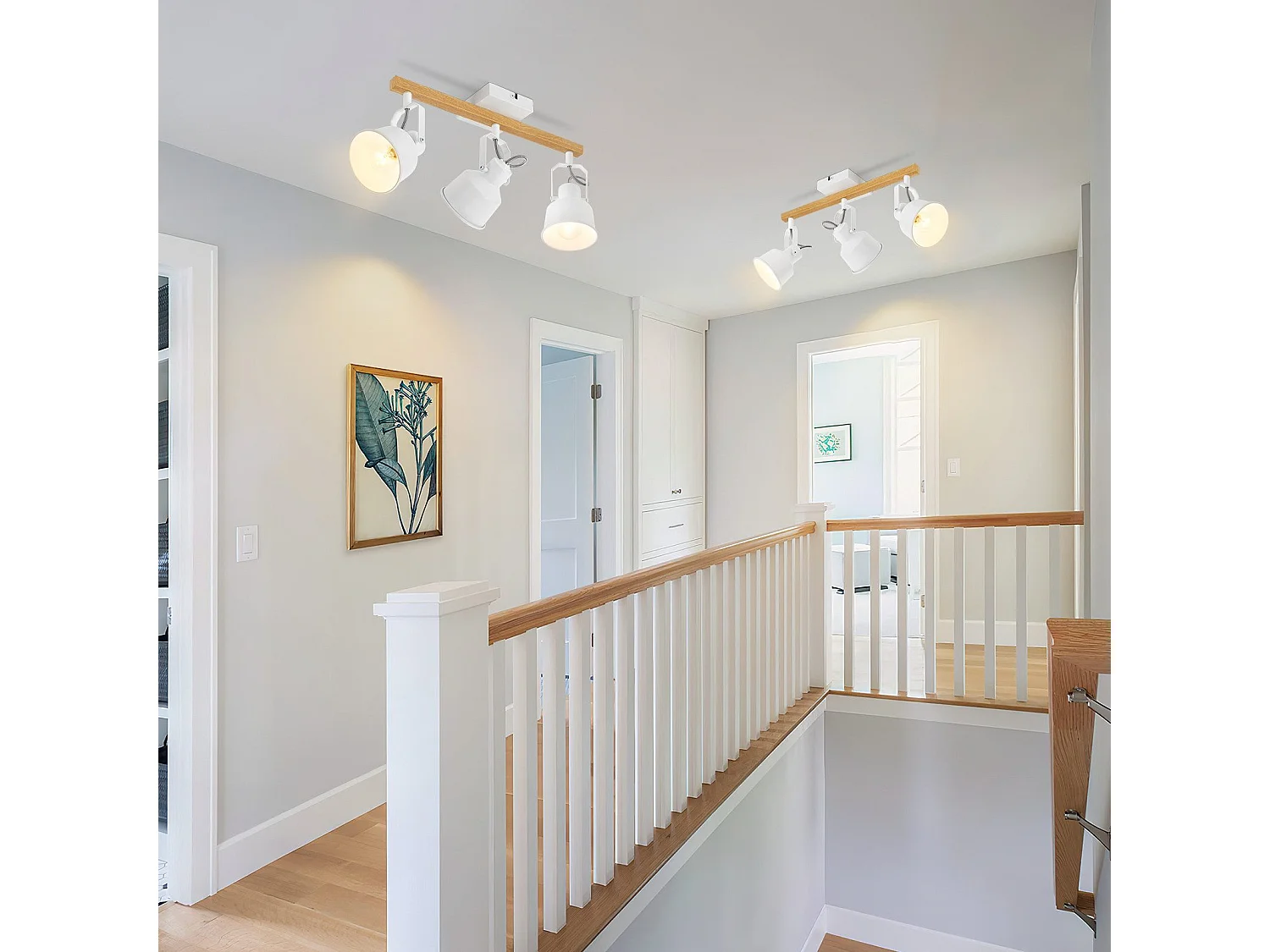 NETTLIFE Spot de Plafond 3 Flammes Orientable à 350° Vintage  E14 de conception de haute qualité en bois veiné