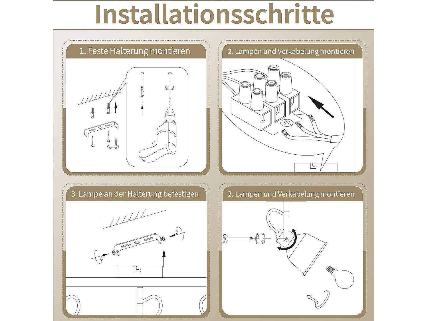 NETTLIFE Spot de Plafond 3 Flammes Orientable à 350° Vintage  E14 de conception de haute qualité en bois veiné