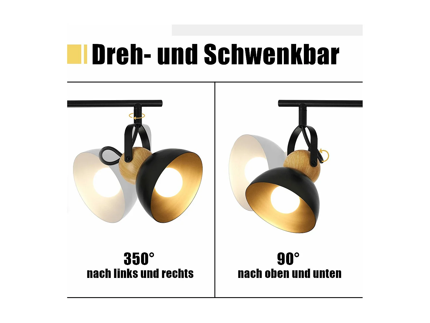 NETTLIFE Vintage Czarny Reflektor Sufitowy E27 350° Regulowany Retro Industrial Metalowa Lampa Do Korytarza 4 Płomienie