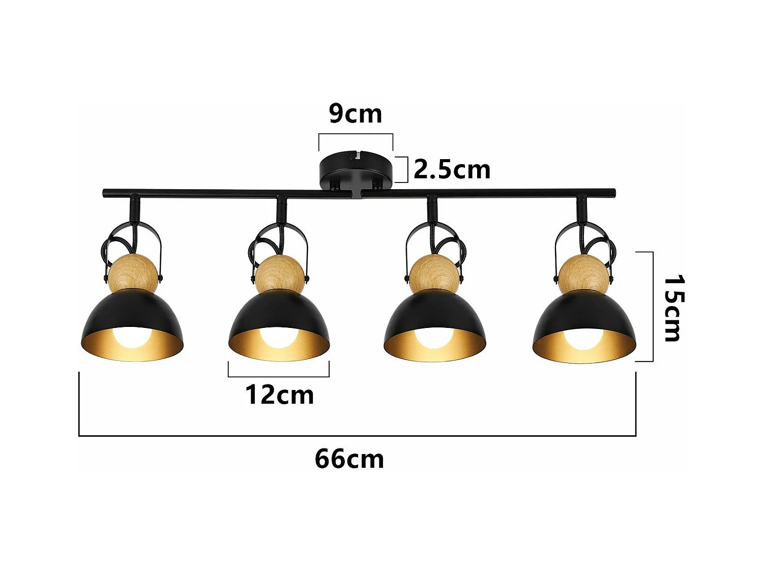 NETTLIFE Vintage Zwarte Plafondspot E27 350° Verstelbare Retro Industriële Metalen Hallamp 4 Vlammen