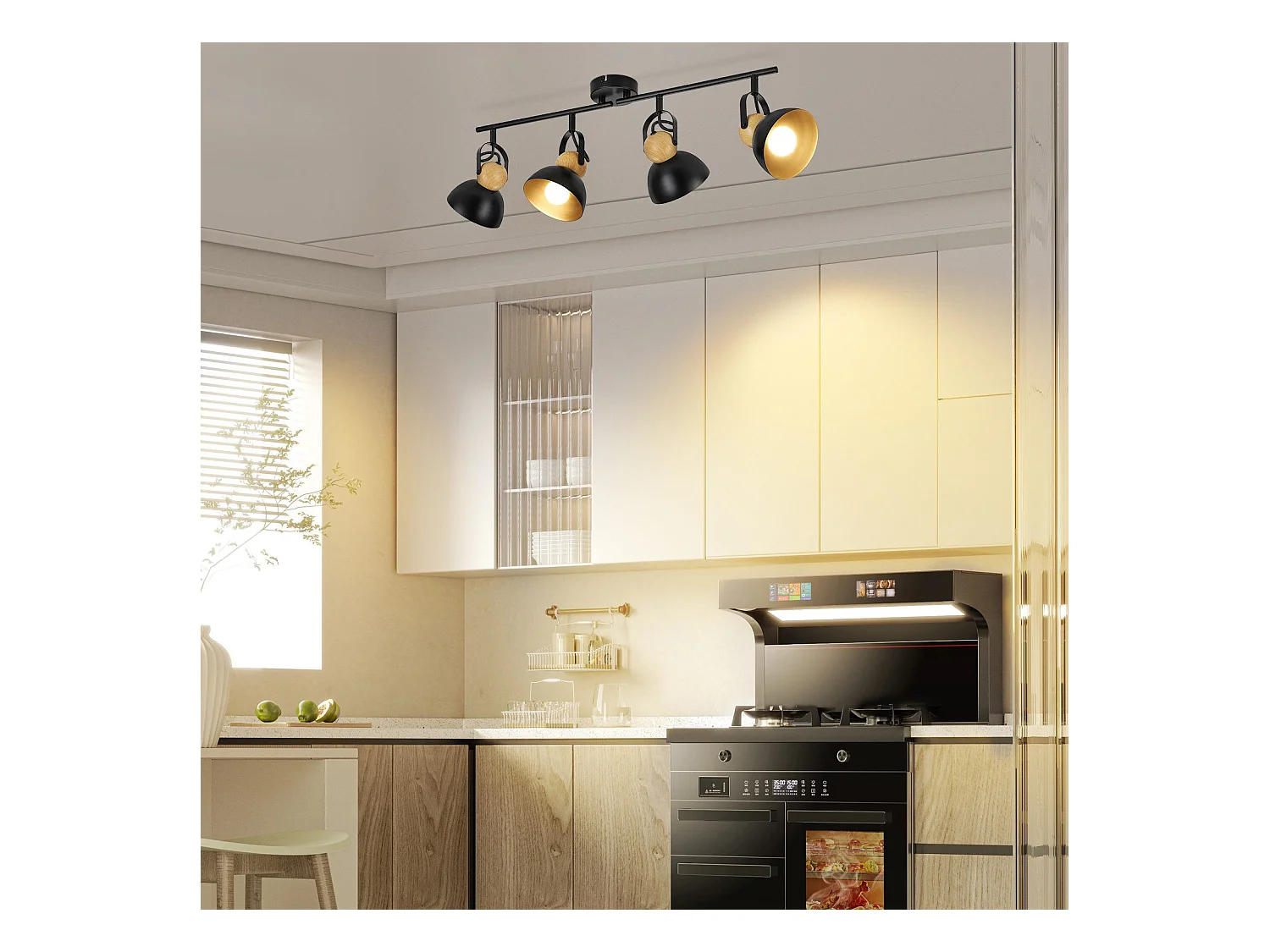 NETTLIFE Vintage Zwarte Plafondspot E27 350° Verstelbare Retro Industriële Metalen Hallamp 4 Vlammen