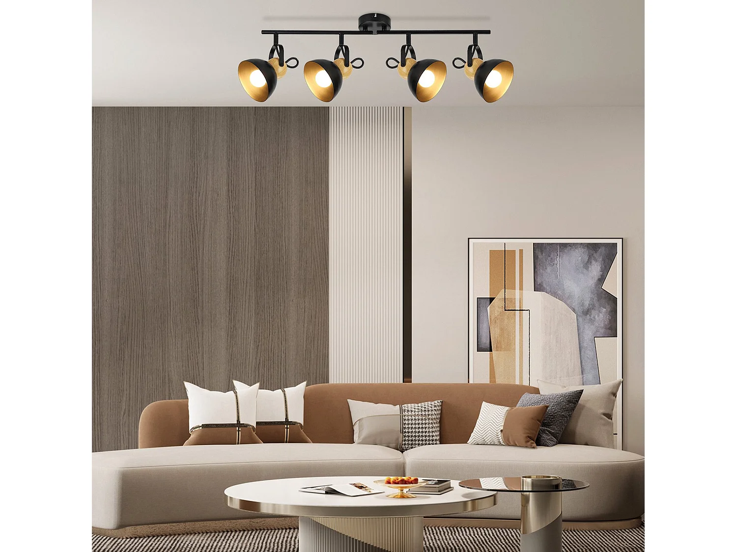 NETTLIFE Spot de plafond vintage noir E27 orientable 350° lampe de couloir rétro métal industriel 4 flammes