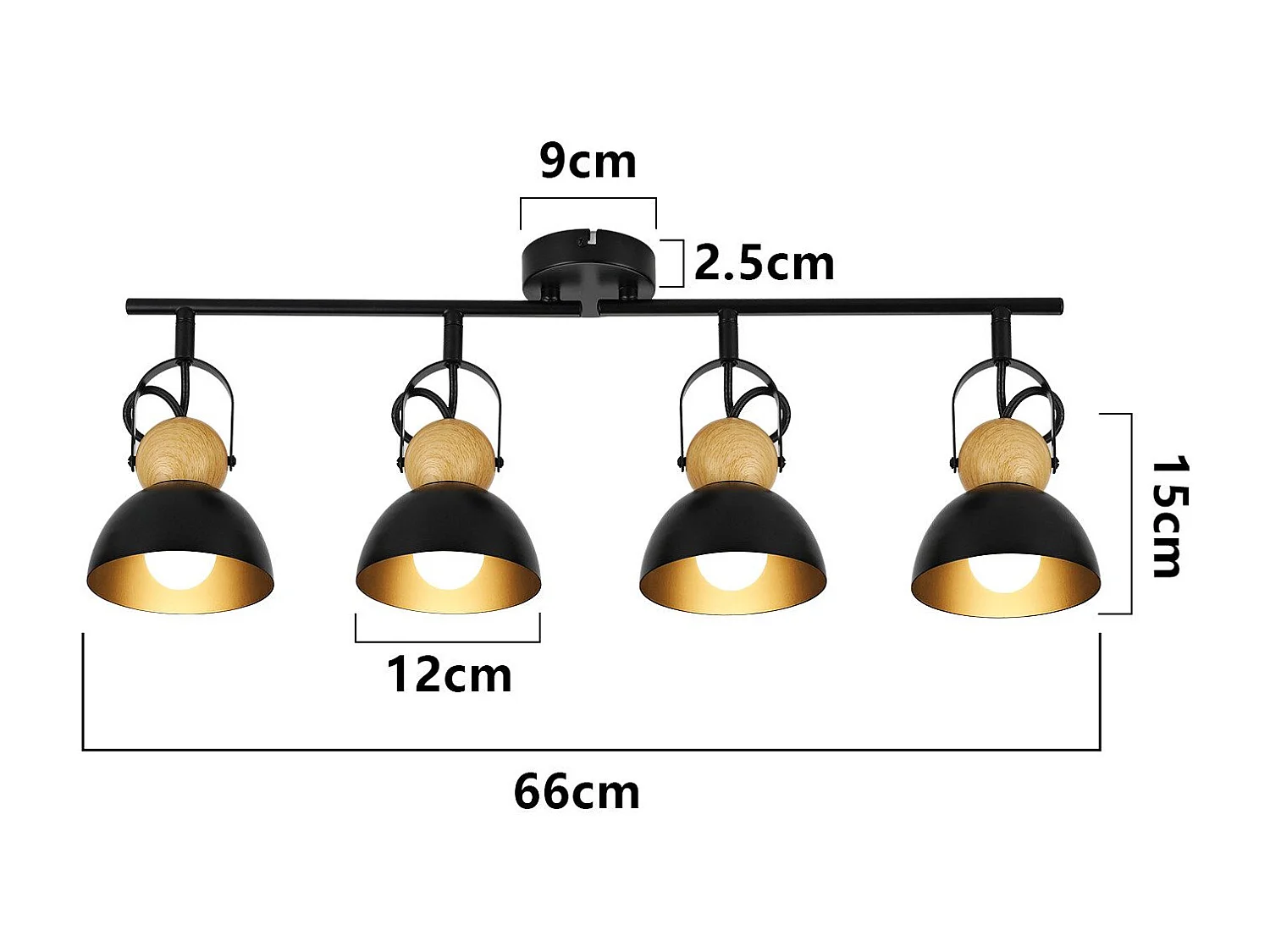 NETTLIFE Spot de plafond vintage noir E27 orientable 350° lampe de couloir rétro métal industriel 4 flammes