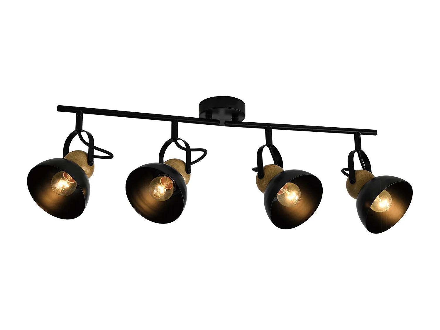 NETTLIFE Spot de plafond vintage noir E27 orientable 350° lampe de couloir rétro métal industriel 4 flammes