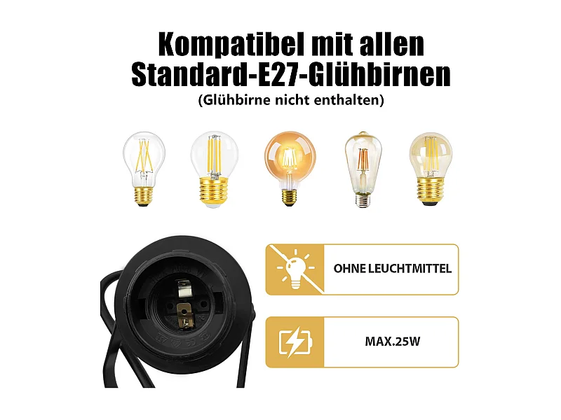 NETTLIFE Spot de plafond vintage noir E27 orientable 350° lampe de couloir rétro métal industriel 4 flammes