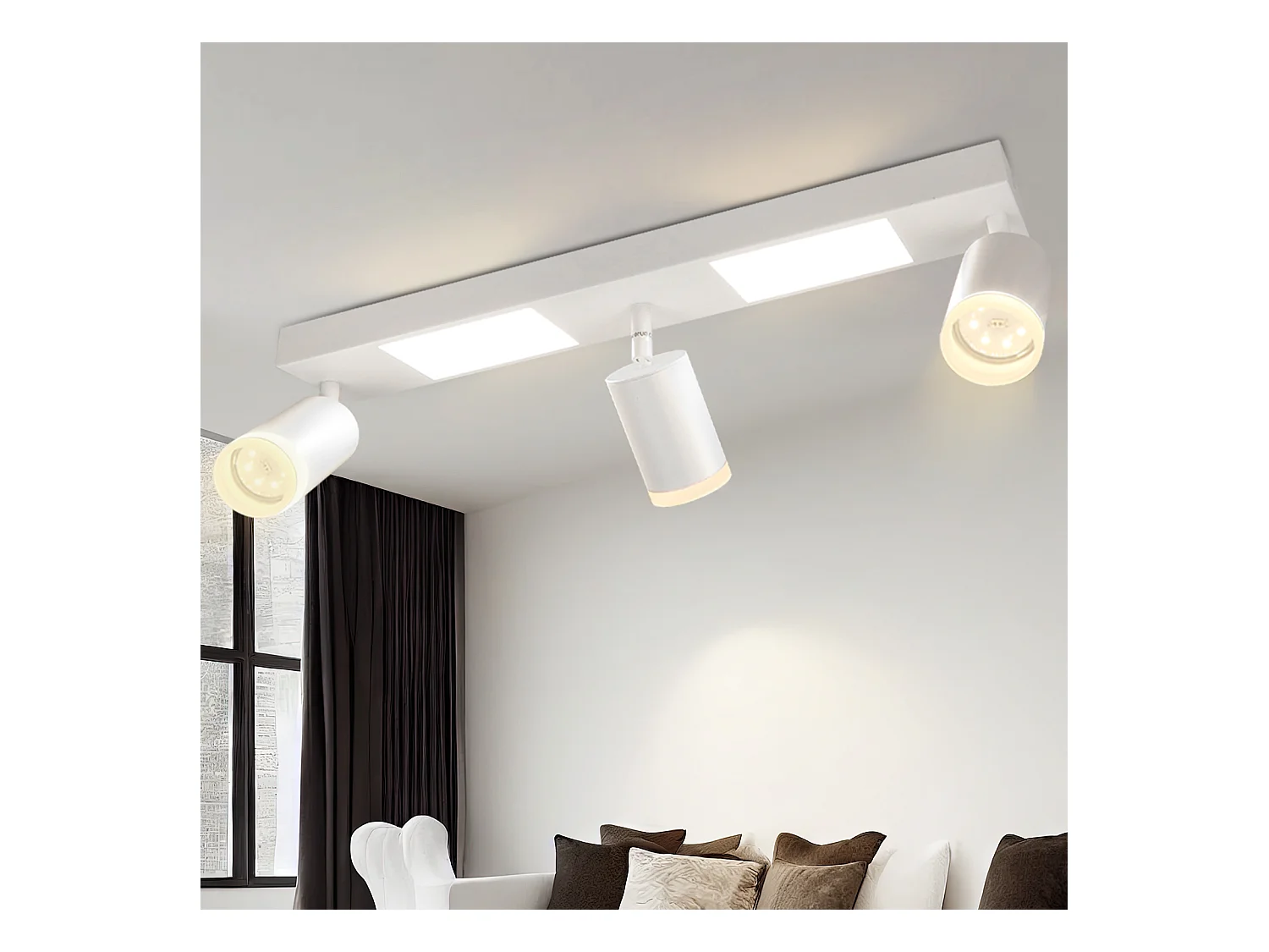 NETTLIFE Spot de plafond 3 ampoules GU10 chambre 3000k 20W blanc chaud orientable