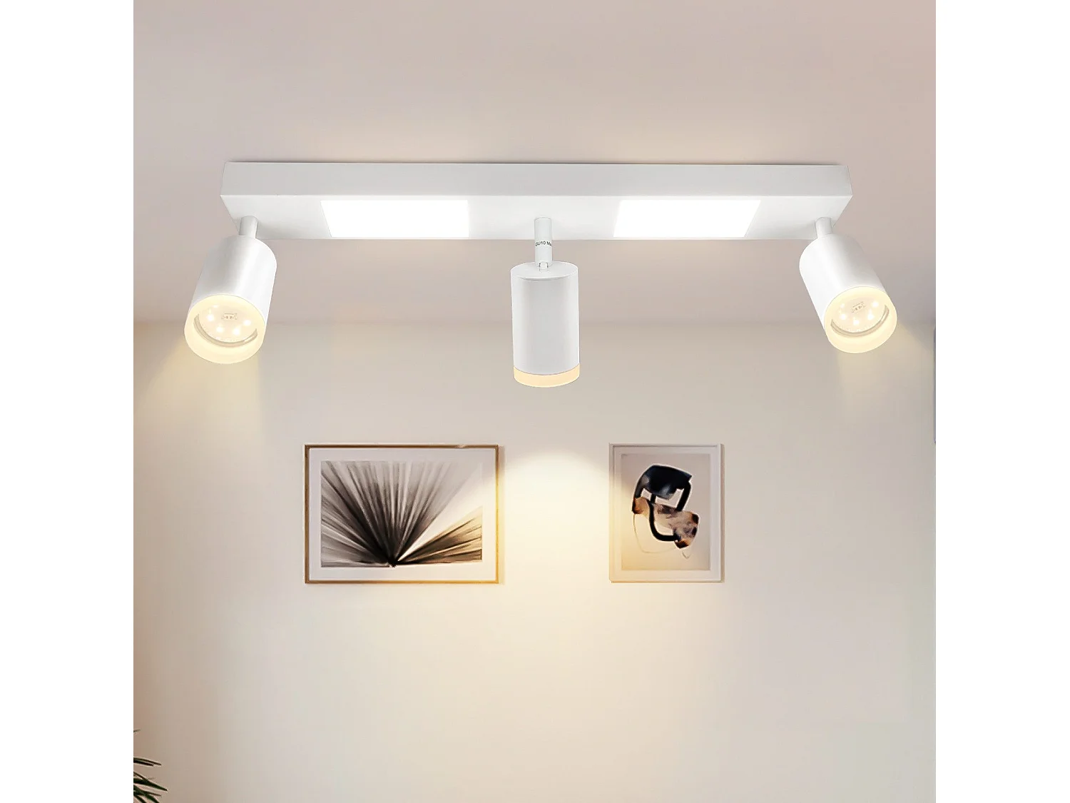NETTLIFE Spot de plafond 3 ampoules GU10 chambre 3000k 20W blanc chaud orientable