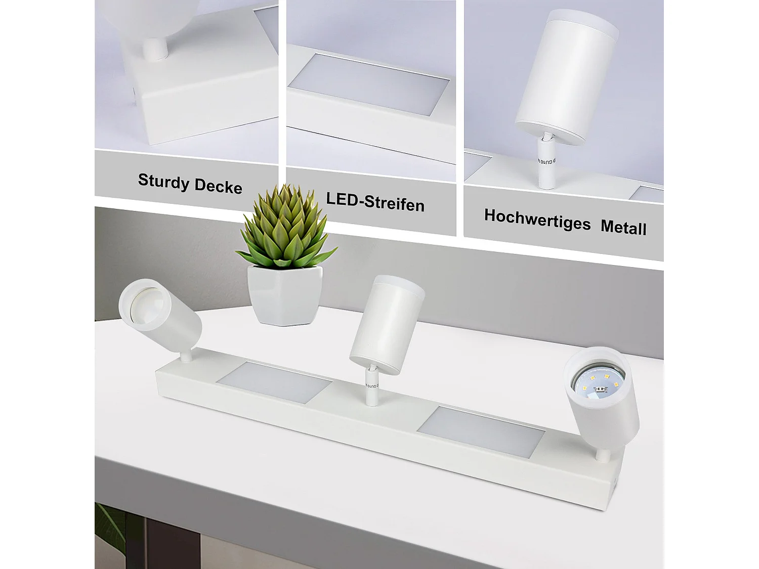 NETTLIFE Spot de plafond 3 ampoules GU10 chambre 3000k 20W blanc chaud orientable