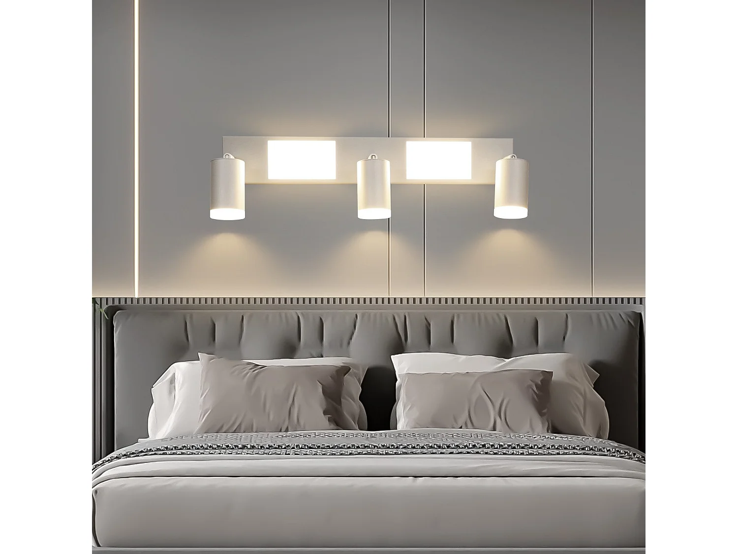 NETTLIFE Spot de plafond 3 ampoules GU10 chambre 3000k 20W blanc chaud orientable