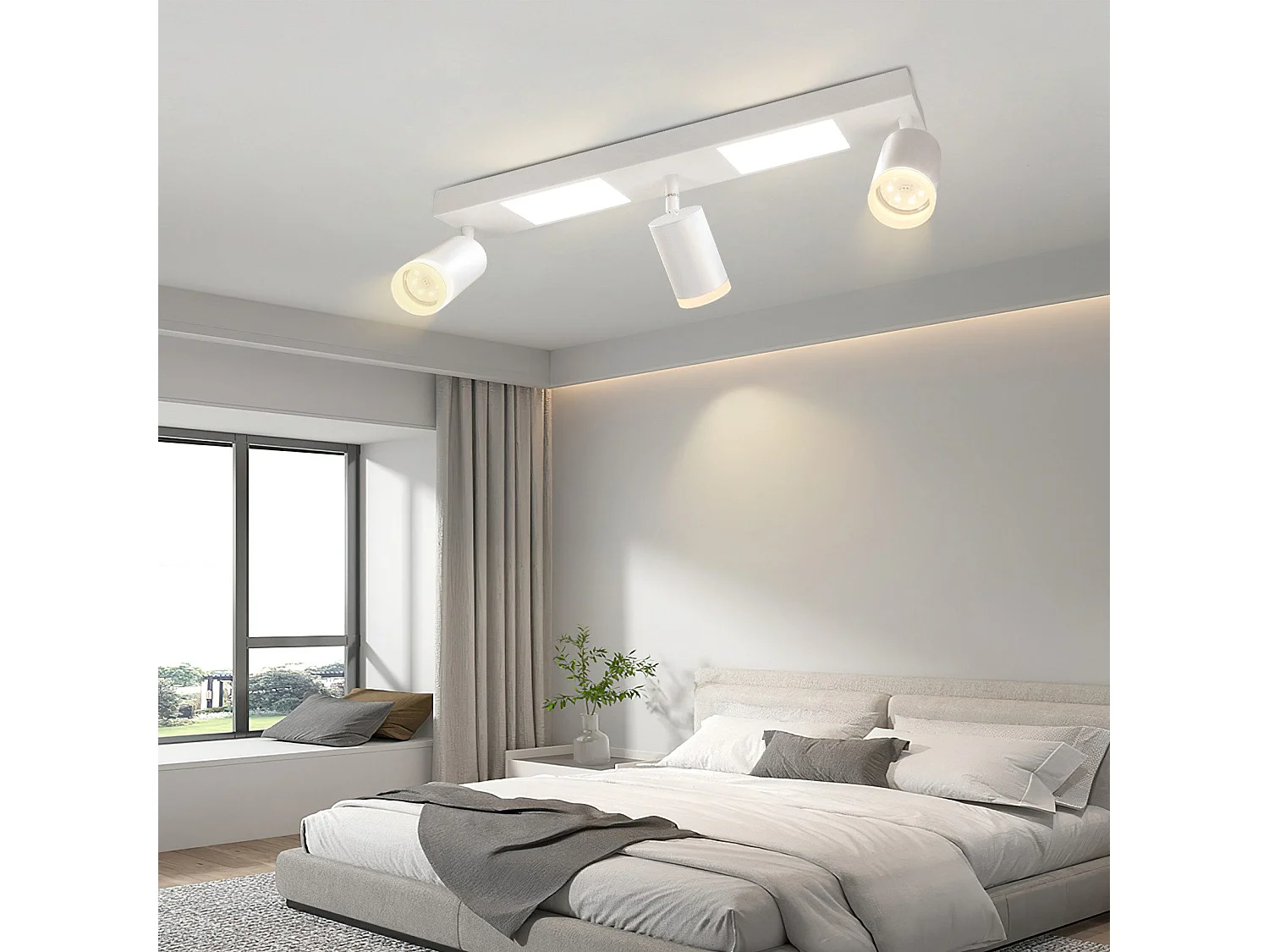 NETTLIFE Spot de plafond 3 ampoules GU10 chambre 3000k 20W blanc chaud orientable