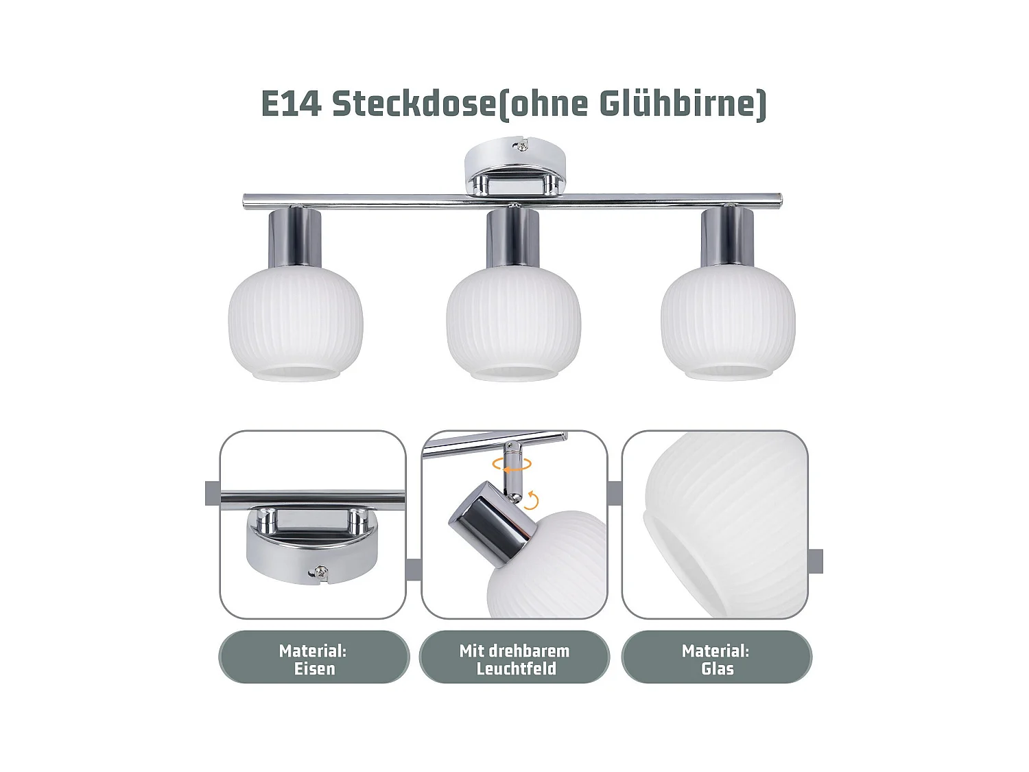 NETTLIFE Spot de plafond blanc E14 abat-jour en verre vintage d'intérieur Spot moderne pour chambre à coucher salon