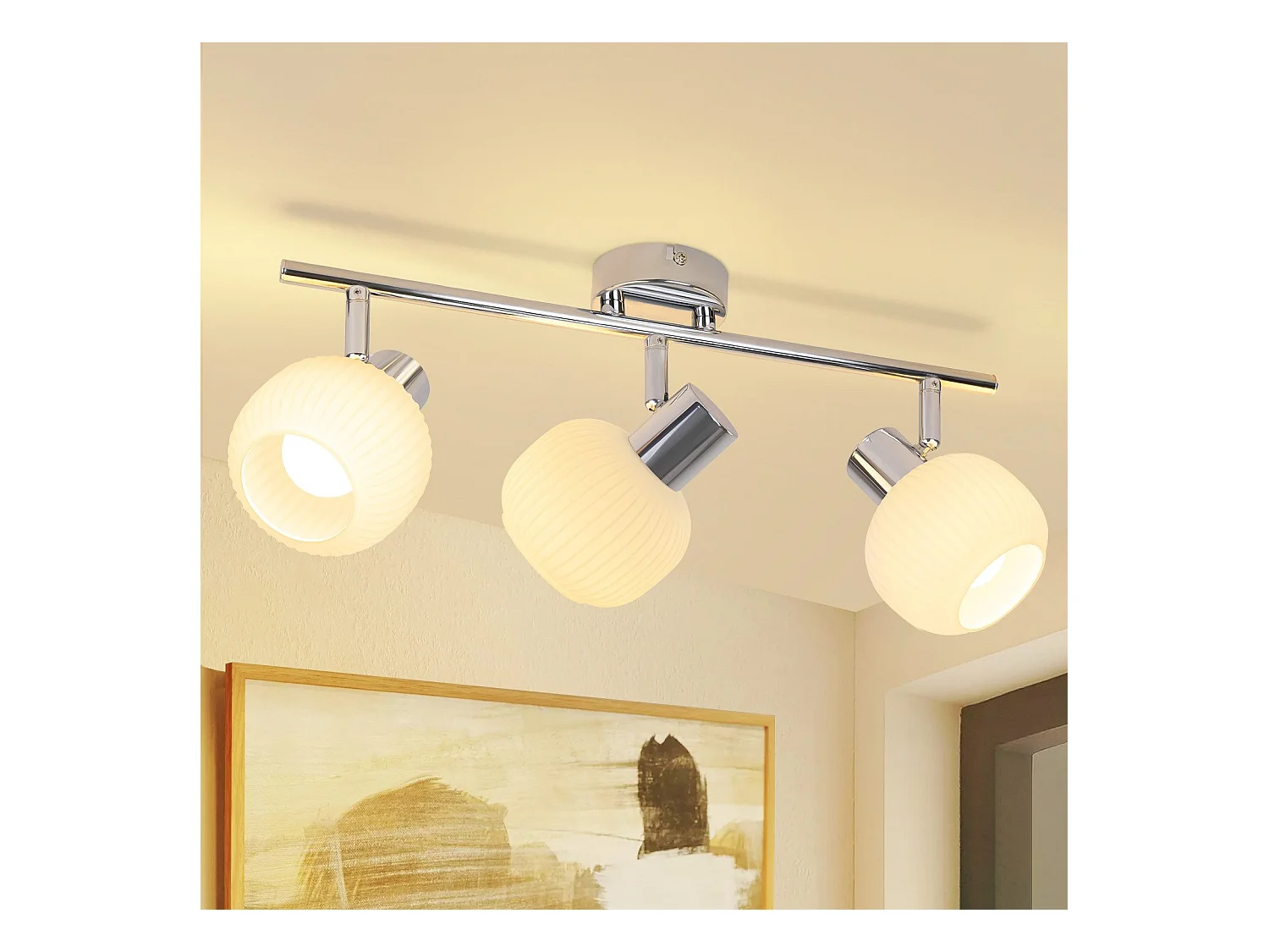 NETTLIFE Spot de plafond blanc E14 abat-jour en verre vintage d'intérieur Spot moderne pour chambre à coucher salon