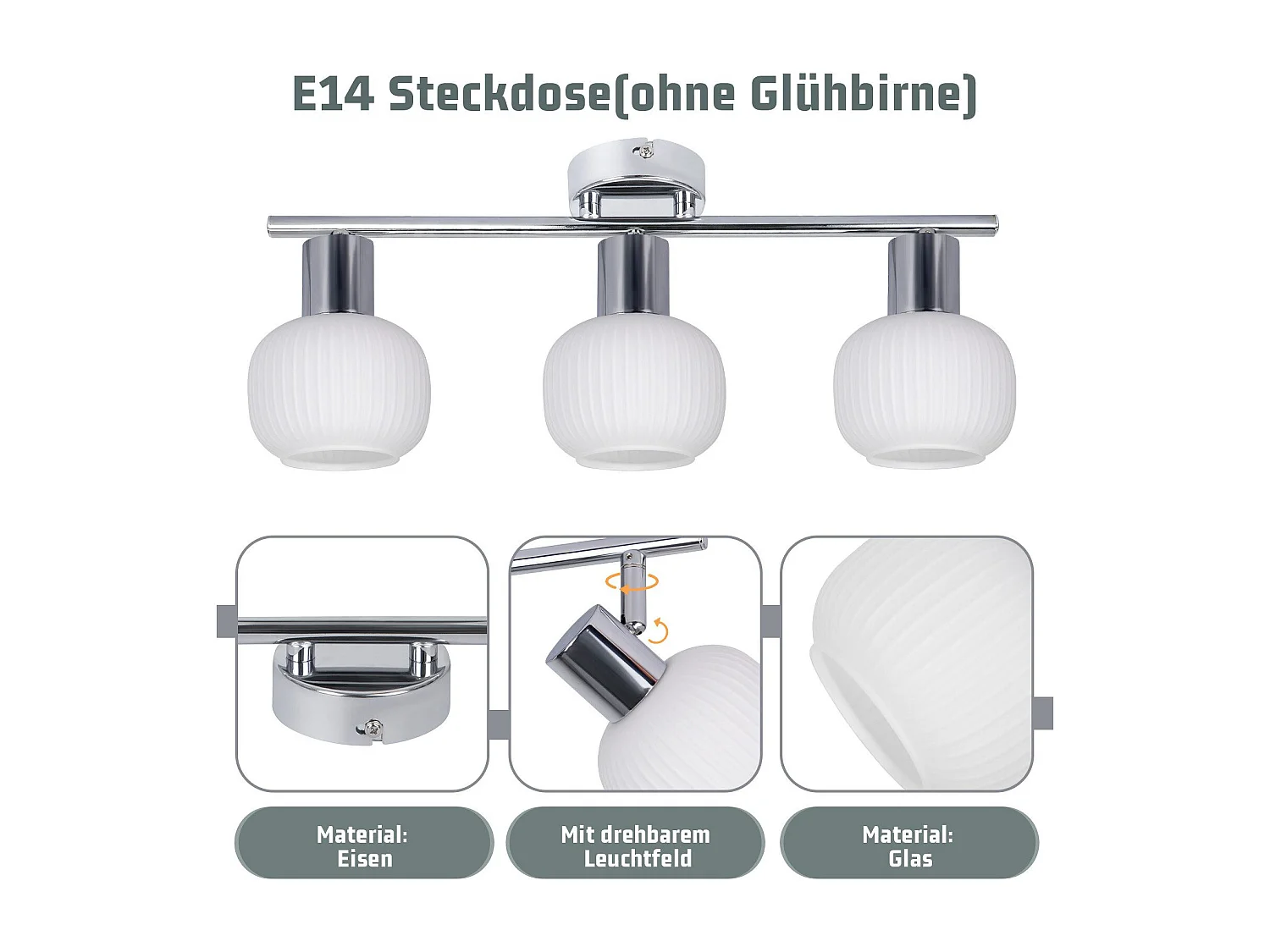 NETTLIFE Spot de plafond blanc E14 abat-jour en verre vintage d'intérieur Spot moderne pour chambre à coucher salon