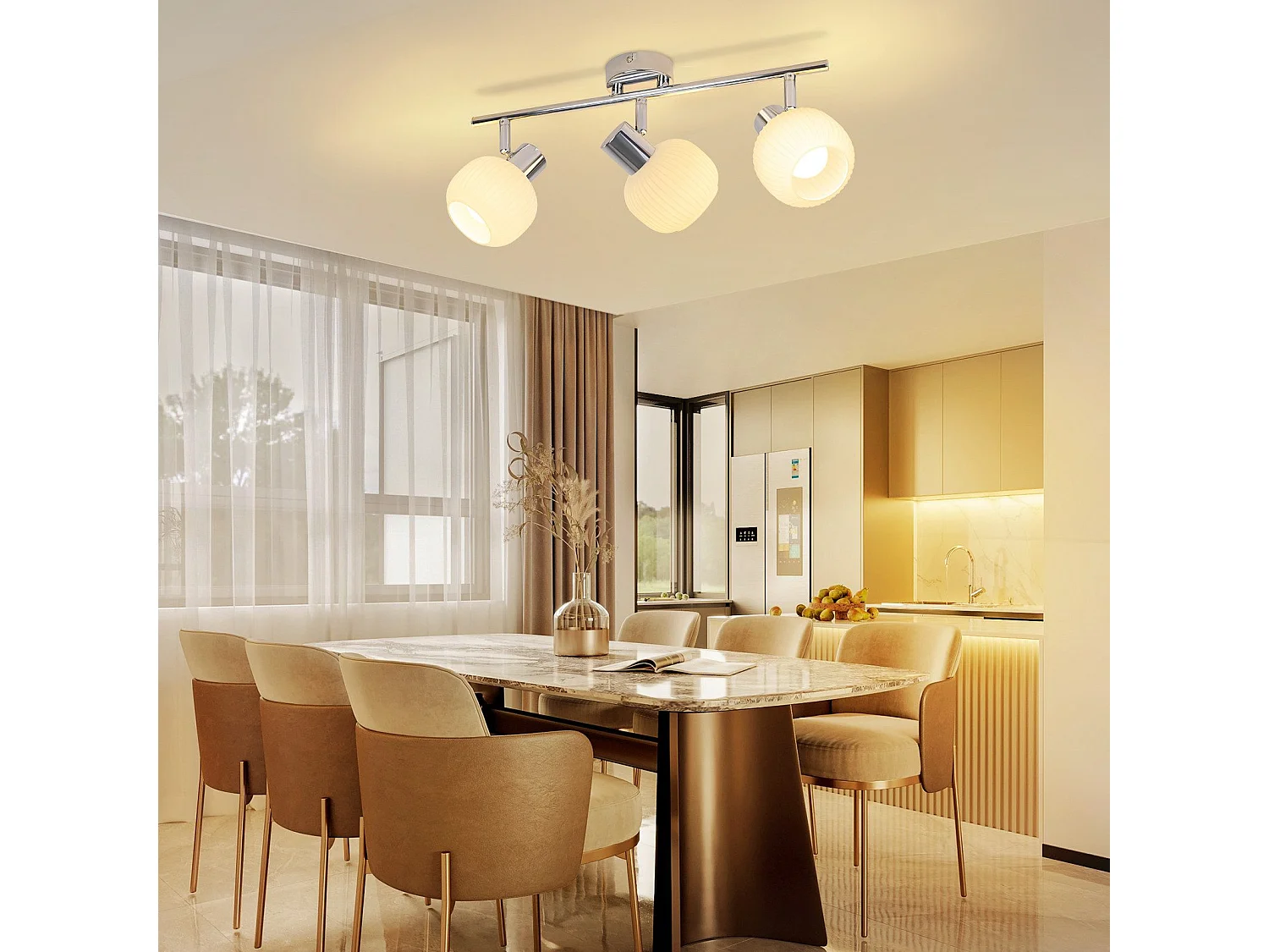 NETTLIFE Spot de plafond blanc E14 abat-jour en verre vintage d'intérieur Spot moderne pour chambre à coucher salon