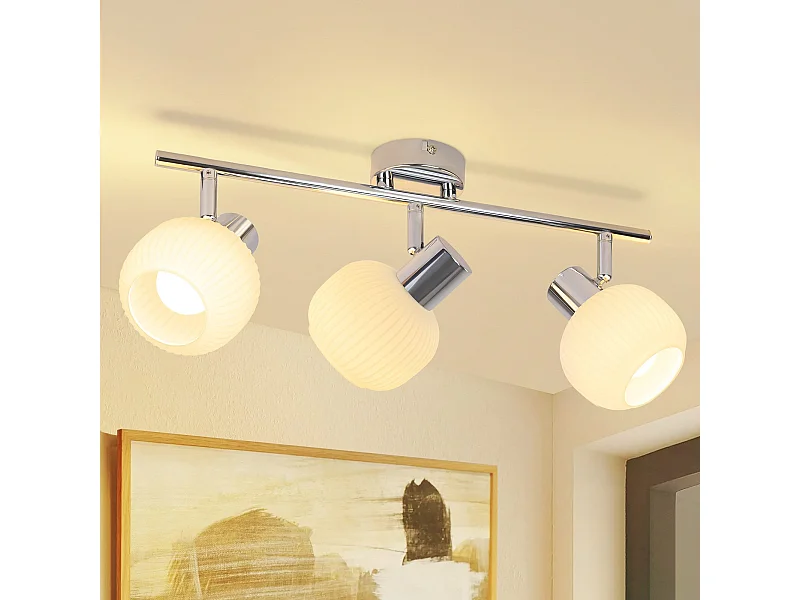 NETTLIFE Weißer Deckenstrahler E14 Vintage Glas Lampenschirm Innen Modern Spot Licht für Schlafzimmer Wohnzimmer