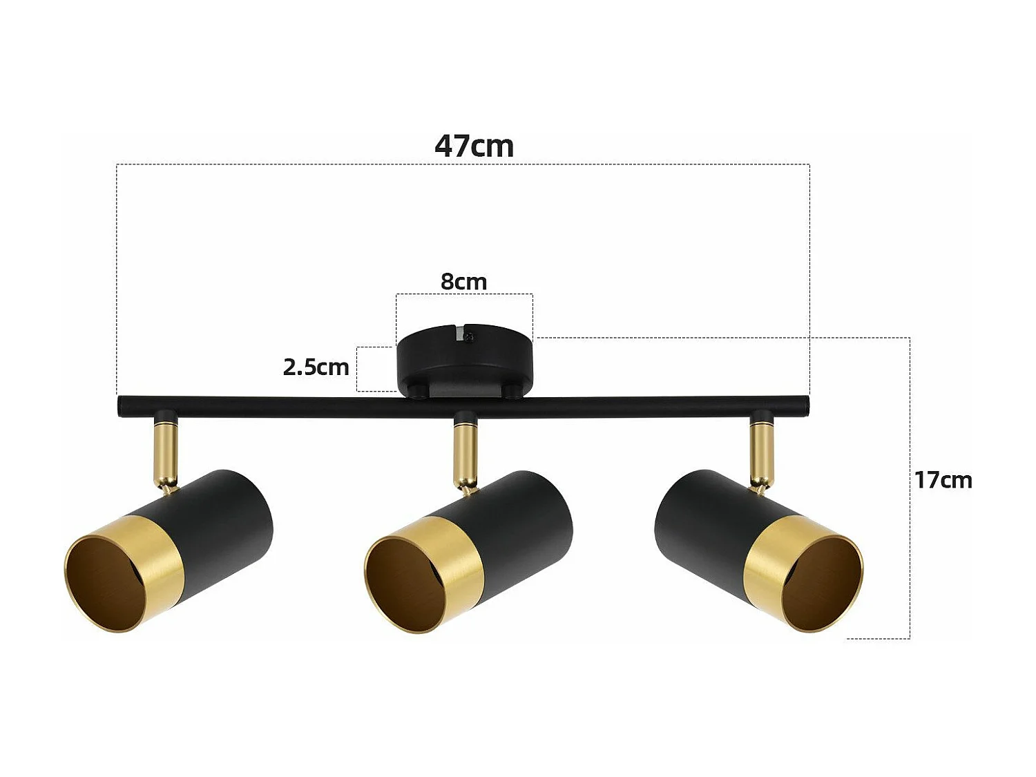 NETTLIFE Spot de plafond GU10 lampe de couloir noir or spot vintage rotatif à 350° pour salon chambre cuisine