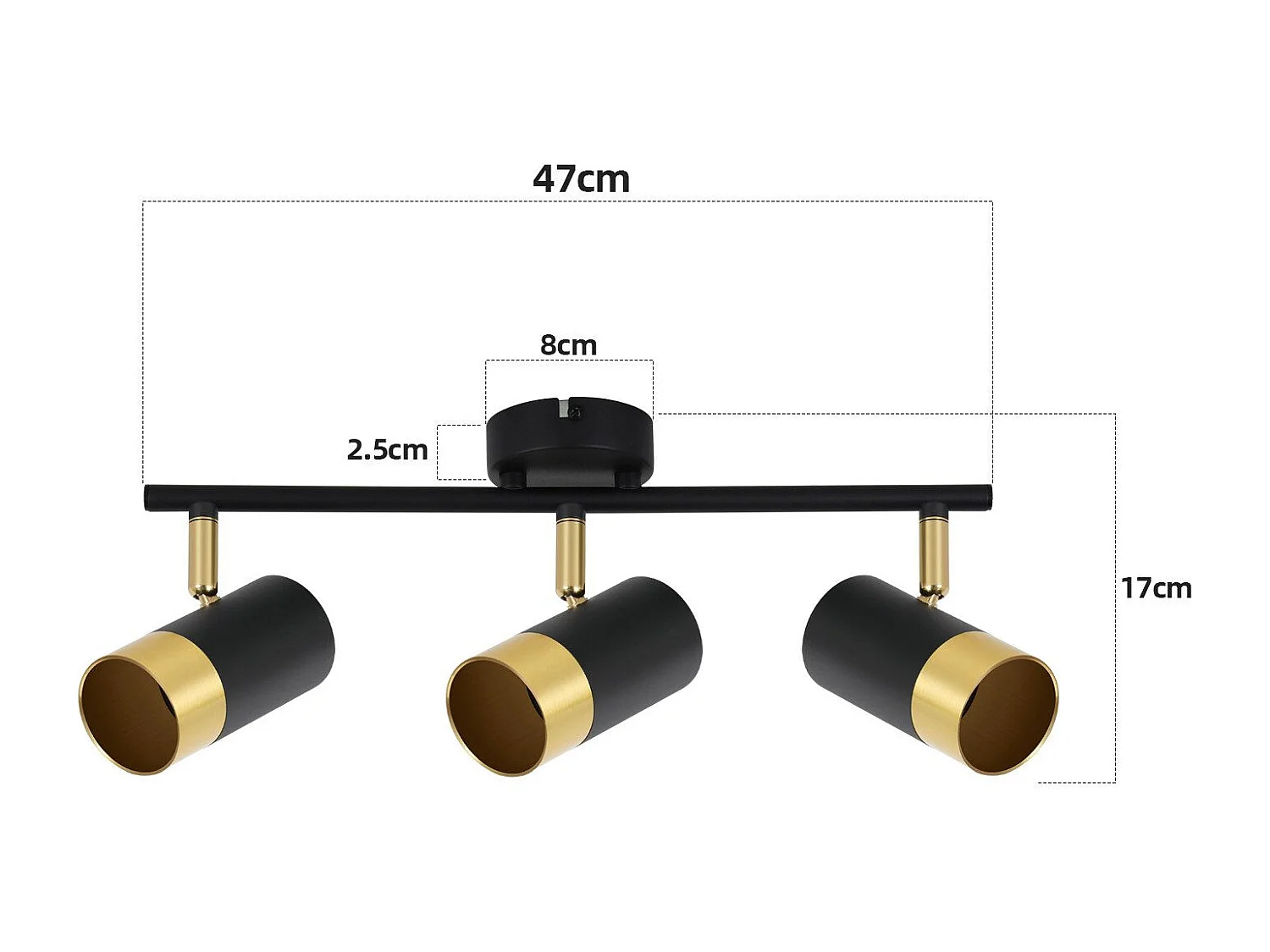NETTLIFE Spot de plafond GU10 lampe de couloir noir or spot vintage rotatif à 350° pour salon chambre cuisine