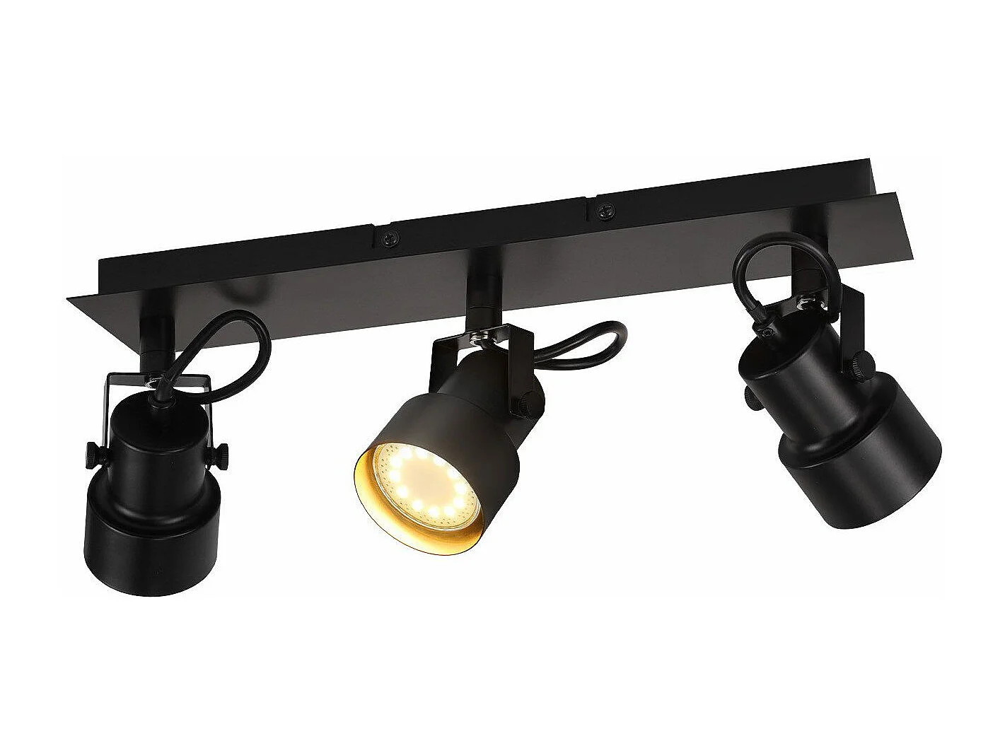 NETTLIFE Czarny sufitowy punktowy vintage lampa sufitowa GU10 lampa kuchenna do regulacji 3 płomienie vintage 350°