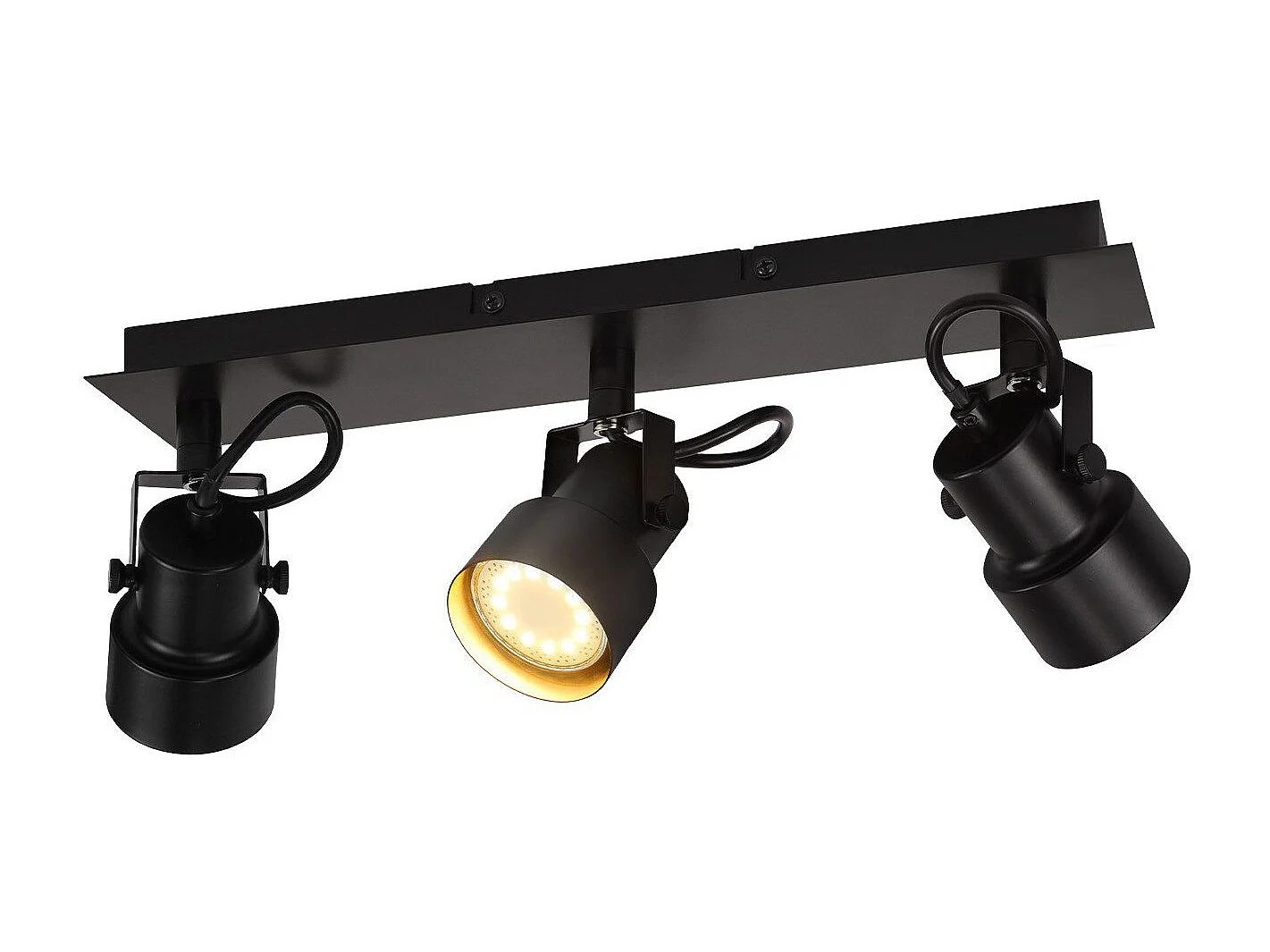 NETTLIFE Spot de Plafond Noir Plafonnier Vintage GU10 Lampe de Cuisine pour Orientable 3 Flammes Vintage 350°