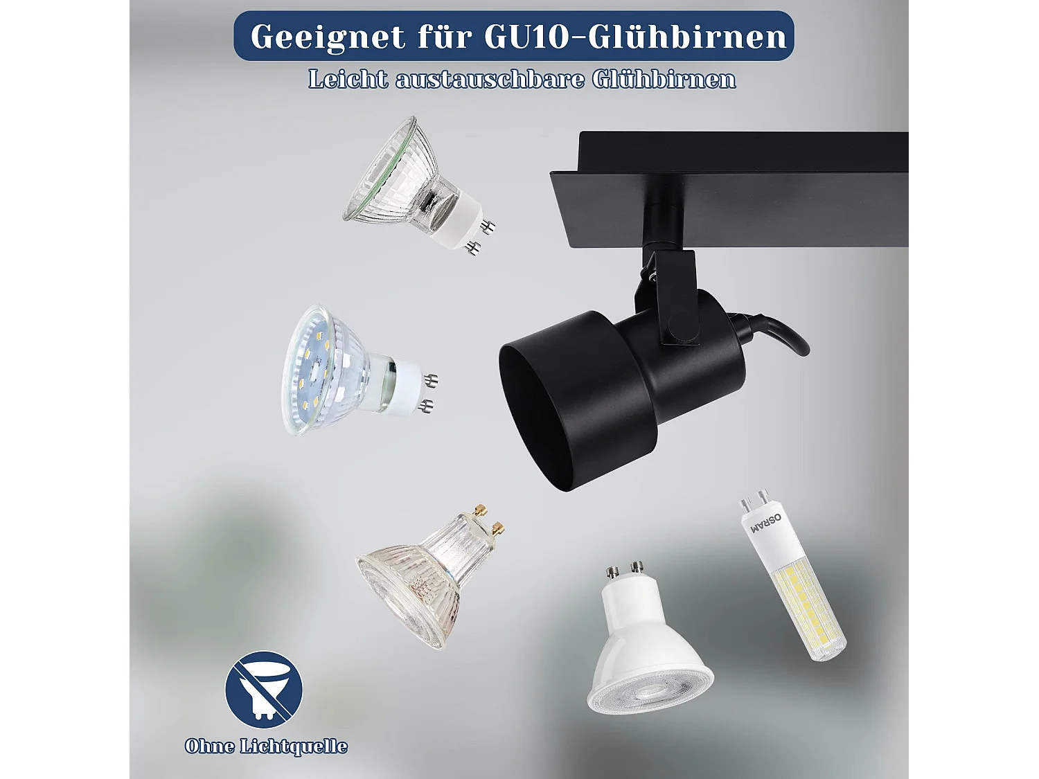 NETTLIFE Schwarz Deckenspot Vintage Deckenleuchte GU10 Küchenlampe für verstellbare 3 Flammen Vintage 350°