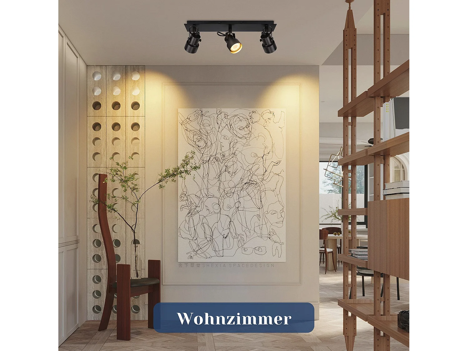 NETTLIFE Schwarz Deckenspot Vintage Deckenleuchte GU10 Küchenlampe für verstellbare 3 Flammen Vintage 350°