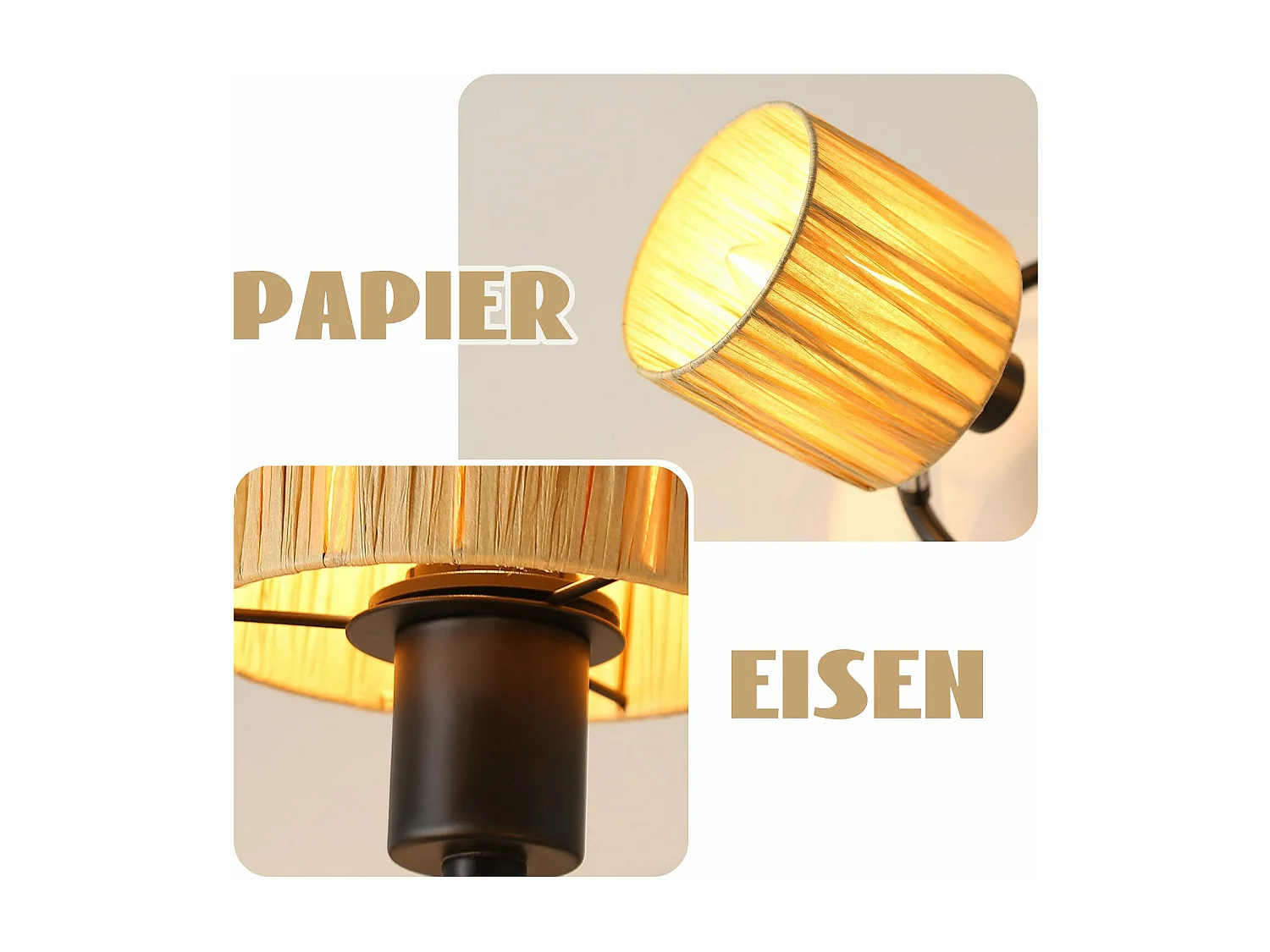 Ceiling Spot 5 Flames E14 Natural Black Ceiling Light Paper Salon