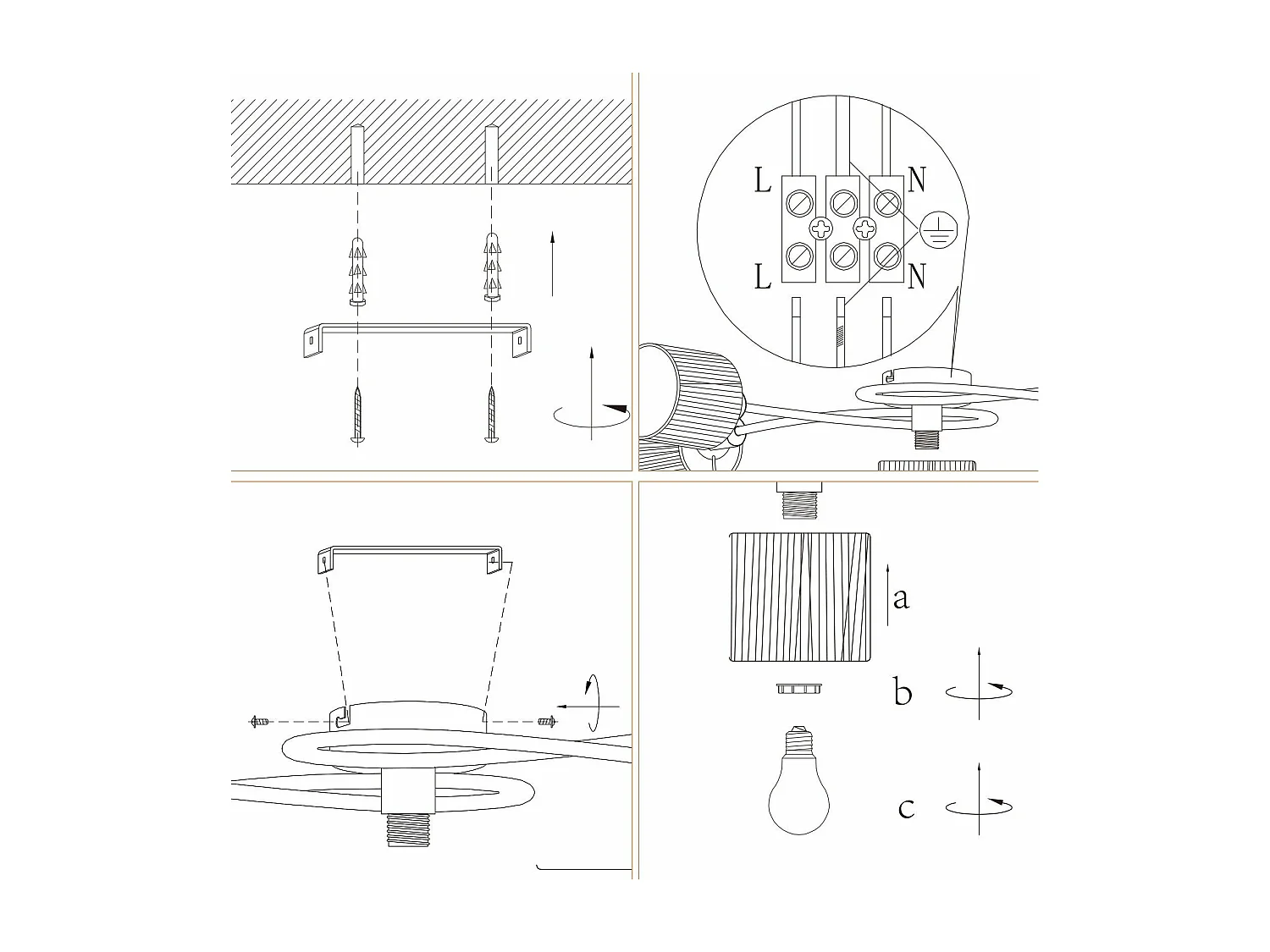 Spot De Plafond 5 Flammes E14 Noir Naturel Plafonnier Papier Salon