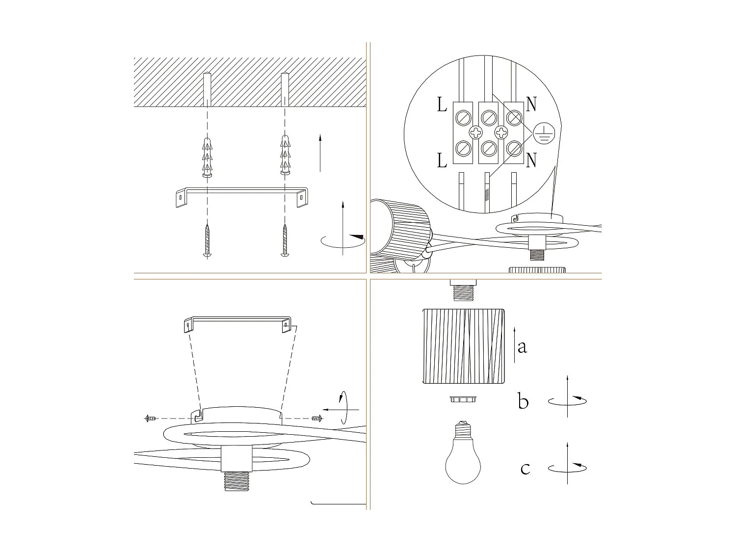 Spot De Plafond 5 Flammes E14 Noir Naturel Plafonnier Papier Salon