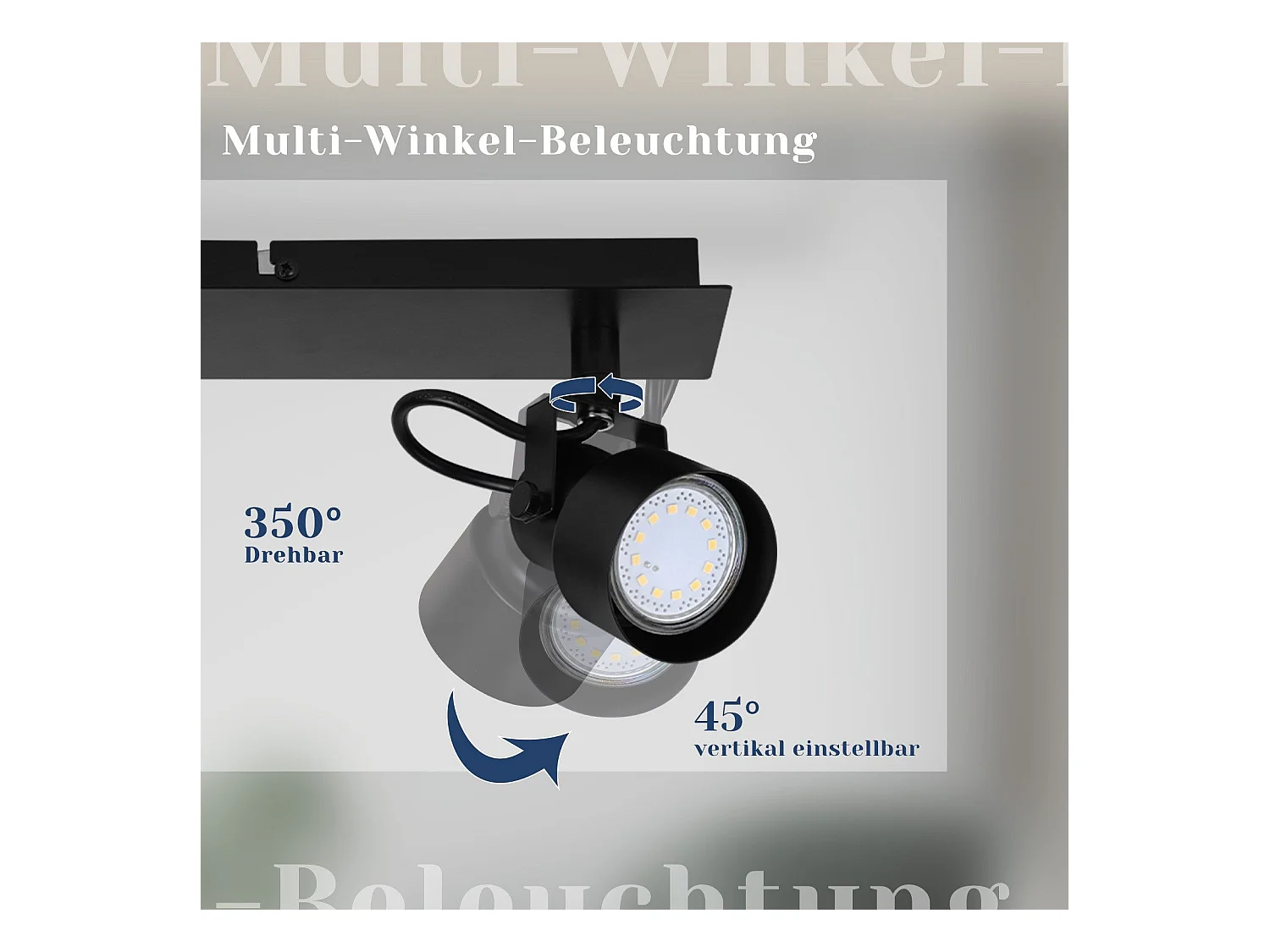 NETTLIFE Zwarte Plafondspot Vintage Plafondlamp GU10 Keukenlamp voor Verstelbare 4 Vlammen Vintage 350°