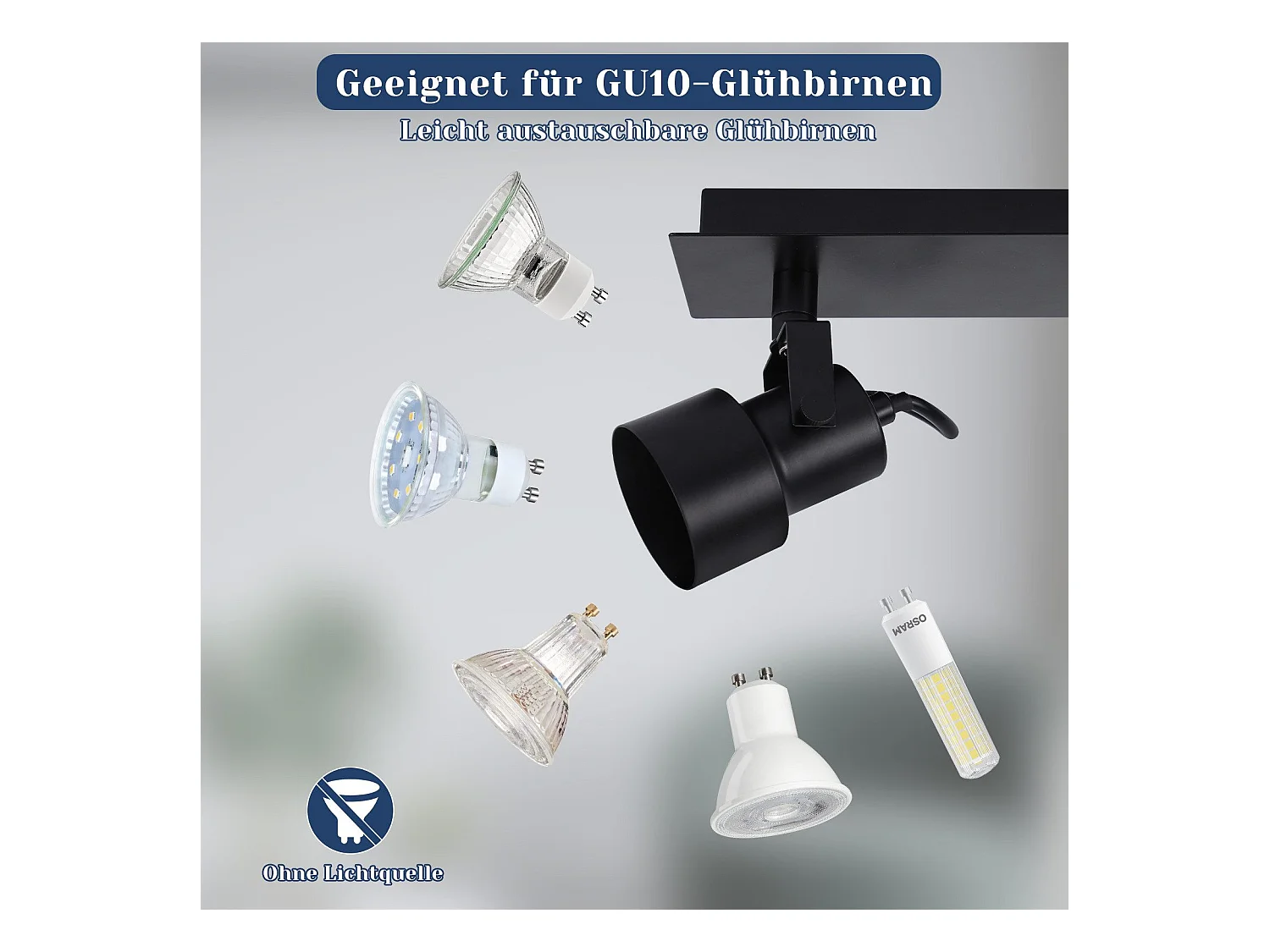 NETTLIFE Zwarte Plafondspot Vintage Plafondlamp GU10 Keukenlamp voor Verstelbare 4 Vlammen Vintage 350°