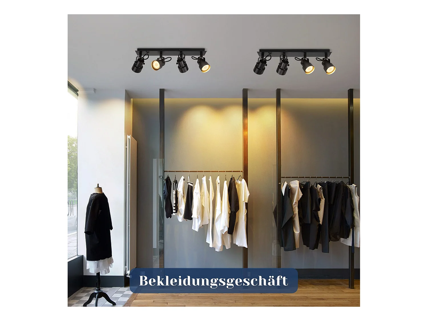 NETTLIFE Zwarte Plafondspot Vintage Plafondlamp GU10 Keukenlamp voor Verstelbare 4 Vlammen Vintage 350°