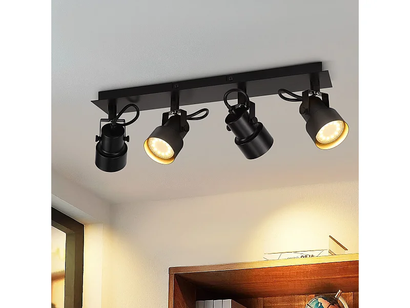 NETTLIFE Schwarz Deckenspot Vintage Deckenleuchte GU10 Küchenlampe für verstellbare 4 Flammen Vintage 350°