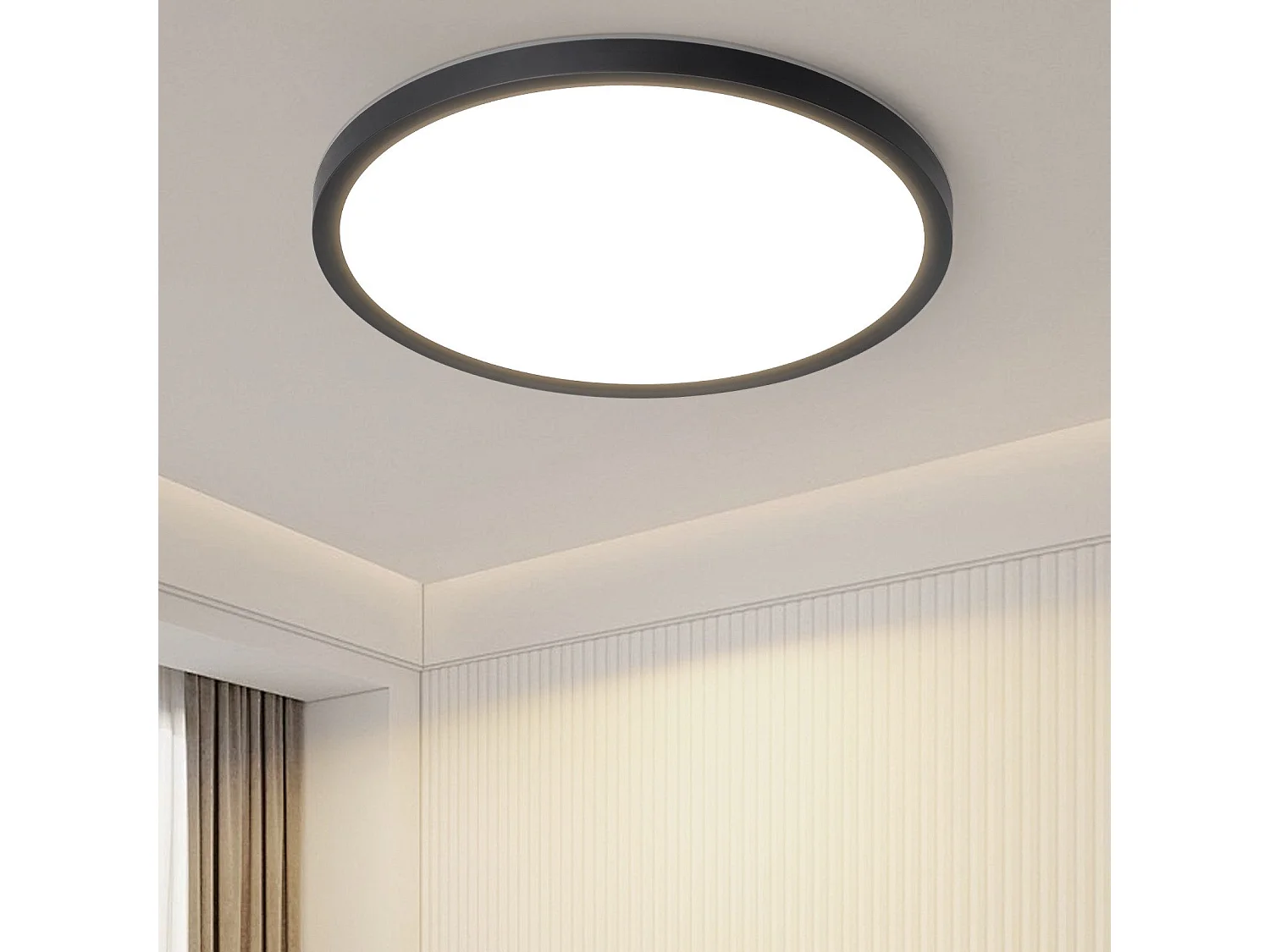 NETTLIFE Plafonnier LED Salle de bain Plat 30CM 24W Rond  Plafonnier Cuisine Non-variable