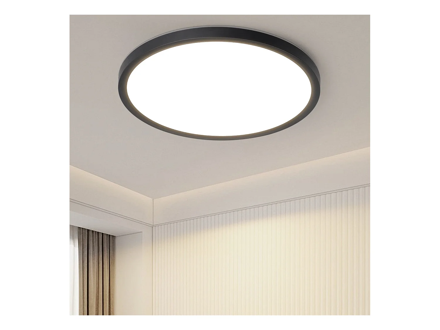 NETTLIFE Plafonnier LED Salle de bain Plat 30CM 24W Rond  Plafonnier Cuisine Non-variable