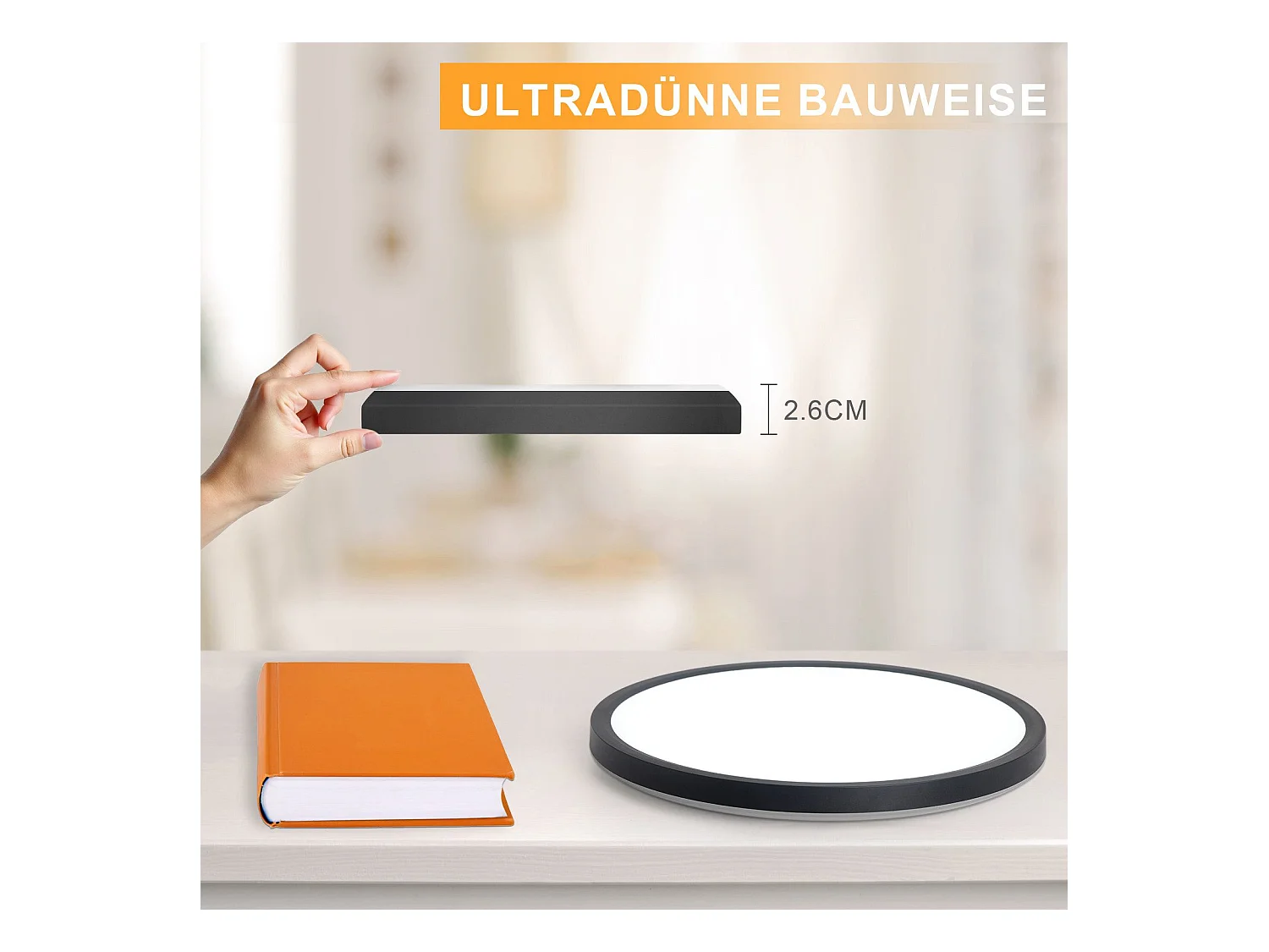 NETTLIFE Plafonnier LED Salle de bain Plat 30CM 24W Rond  Plafonnier Cuisine Non-variable