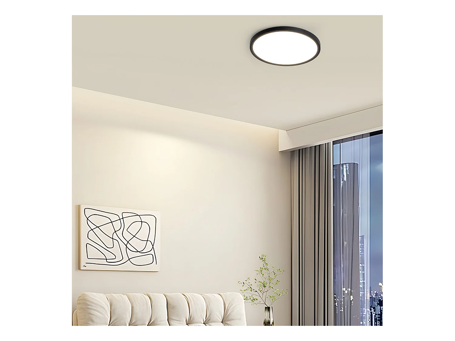 NETTLIFE Plafonnier LED Salle de bain Plat 30CM 24W Rond  Plafonnier Cuisine Non-variable