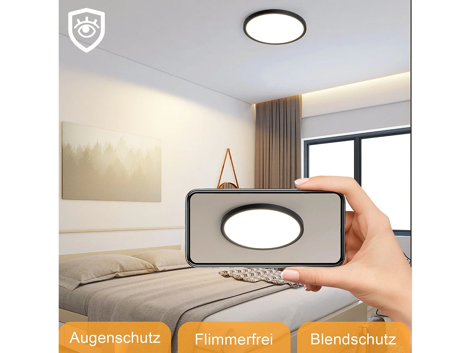 NETTLIFE Lampa sufitowa LED do łazienki, płaska, 30 cm, 24 W, okrągła, do kuchni, nieściemnialna