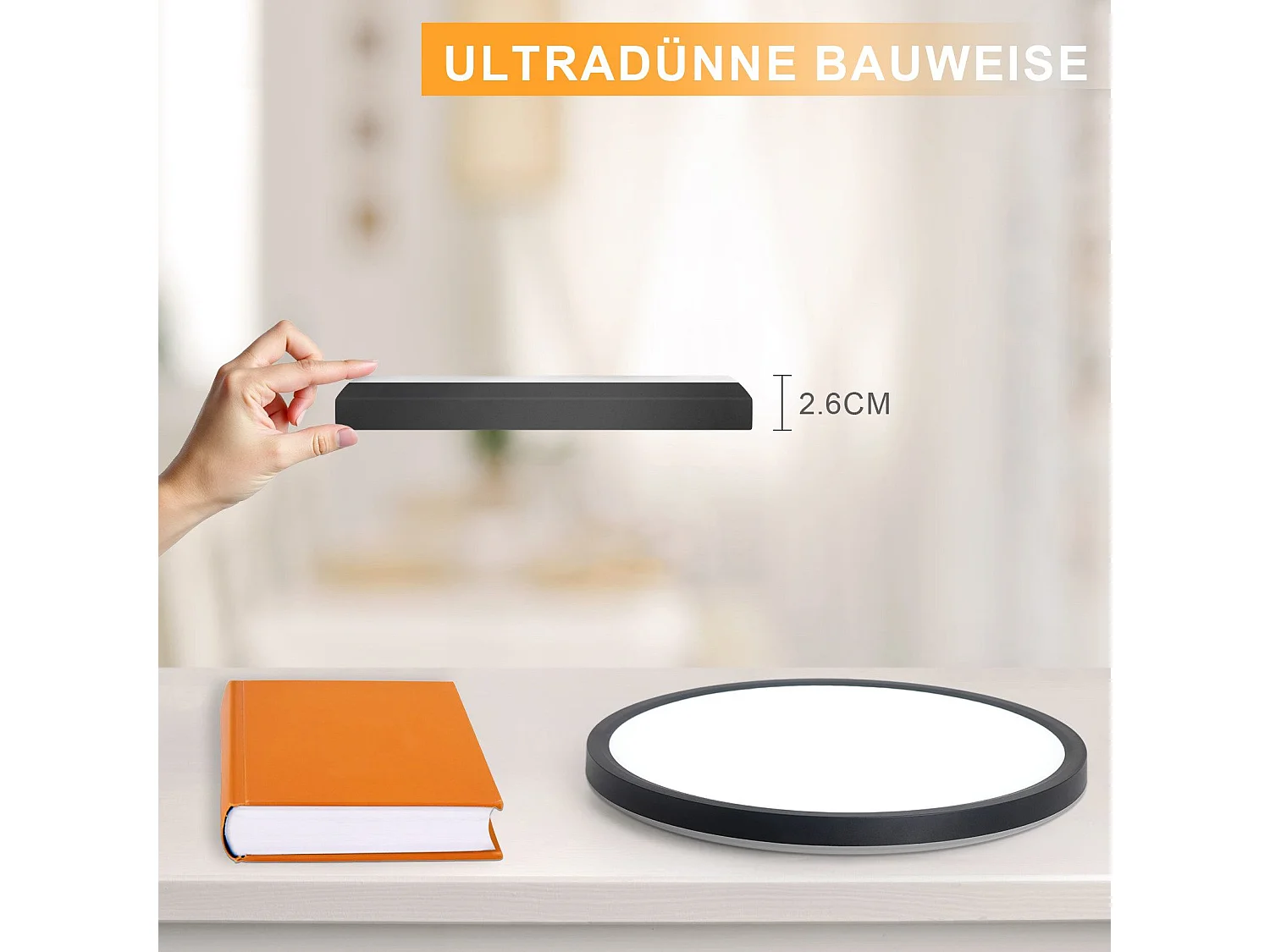 NETTLIFE Lampa sufitowa LED do łazienki, płaska, 30 cm, 24 W, okrągła, do kuchni, nieściemnialna