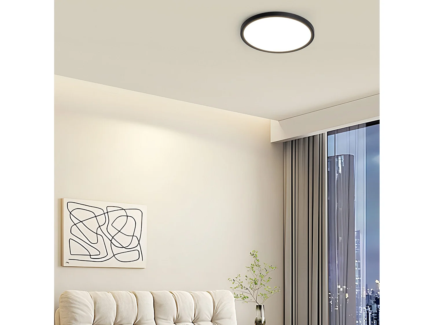 NETTLIFE Lampa sufitowa LED do łazienki, płaska, 30 cm, 24 W, okrągła, do kuchni, nieściemnialna