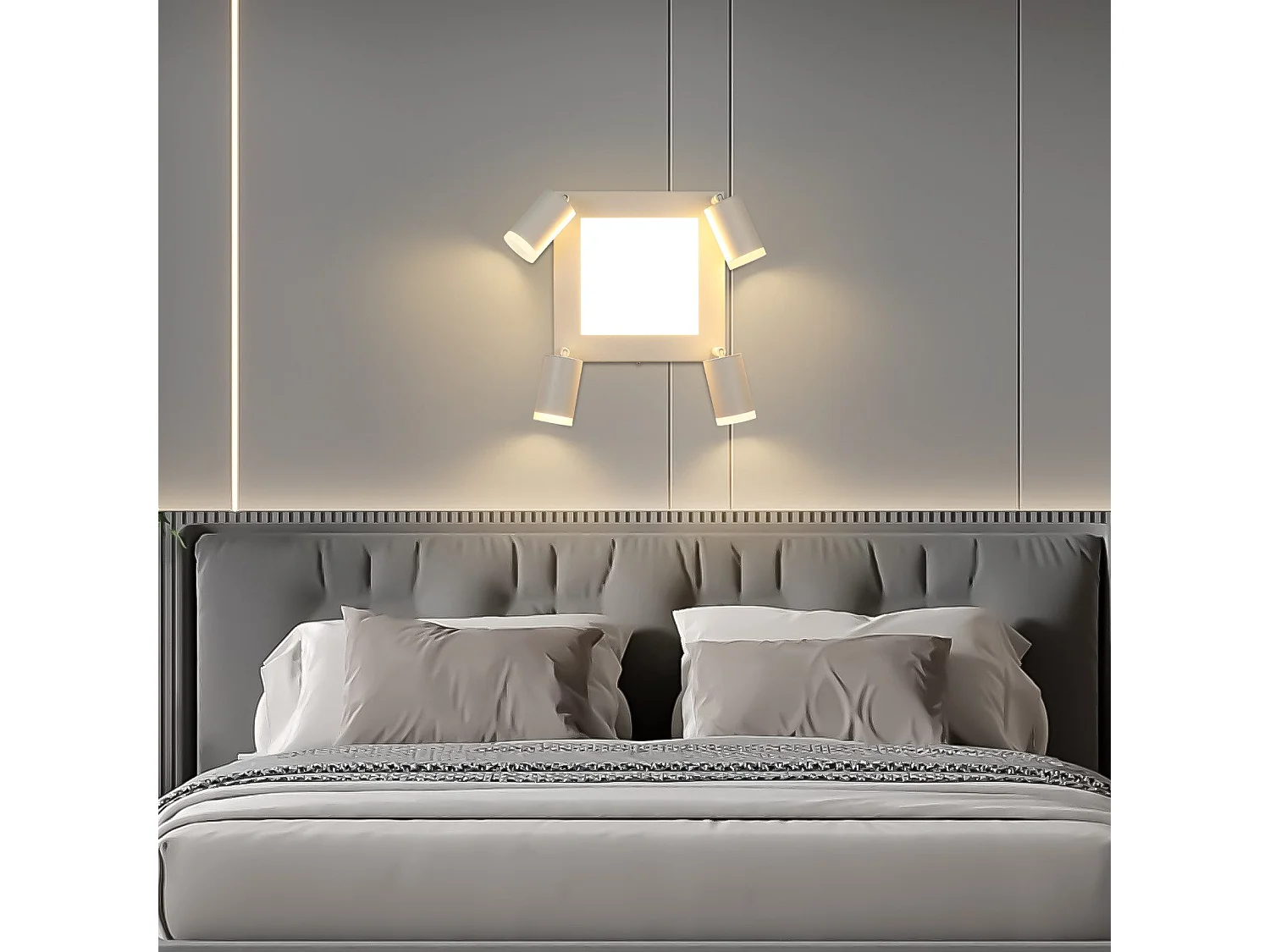 NETTLIFE Spot de plafond 4 ampoules carré 3000K GU10 installation facile blanc chaud orientable 350° moderne